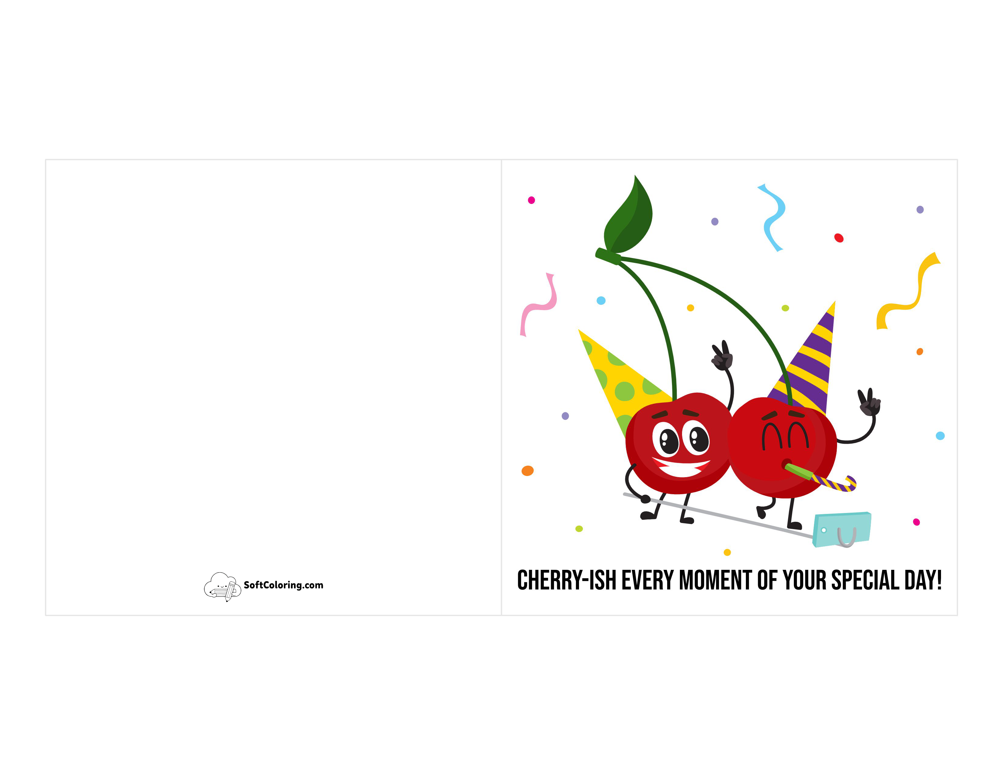 "Cherry Pun Birthday Card To Print