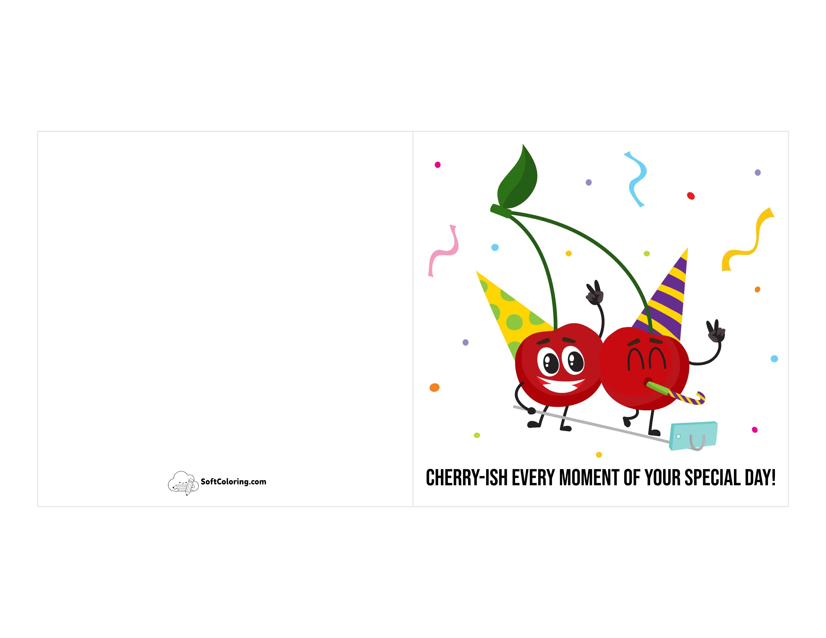 "Cherry Pun Birthday Card To Print