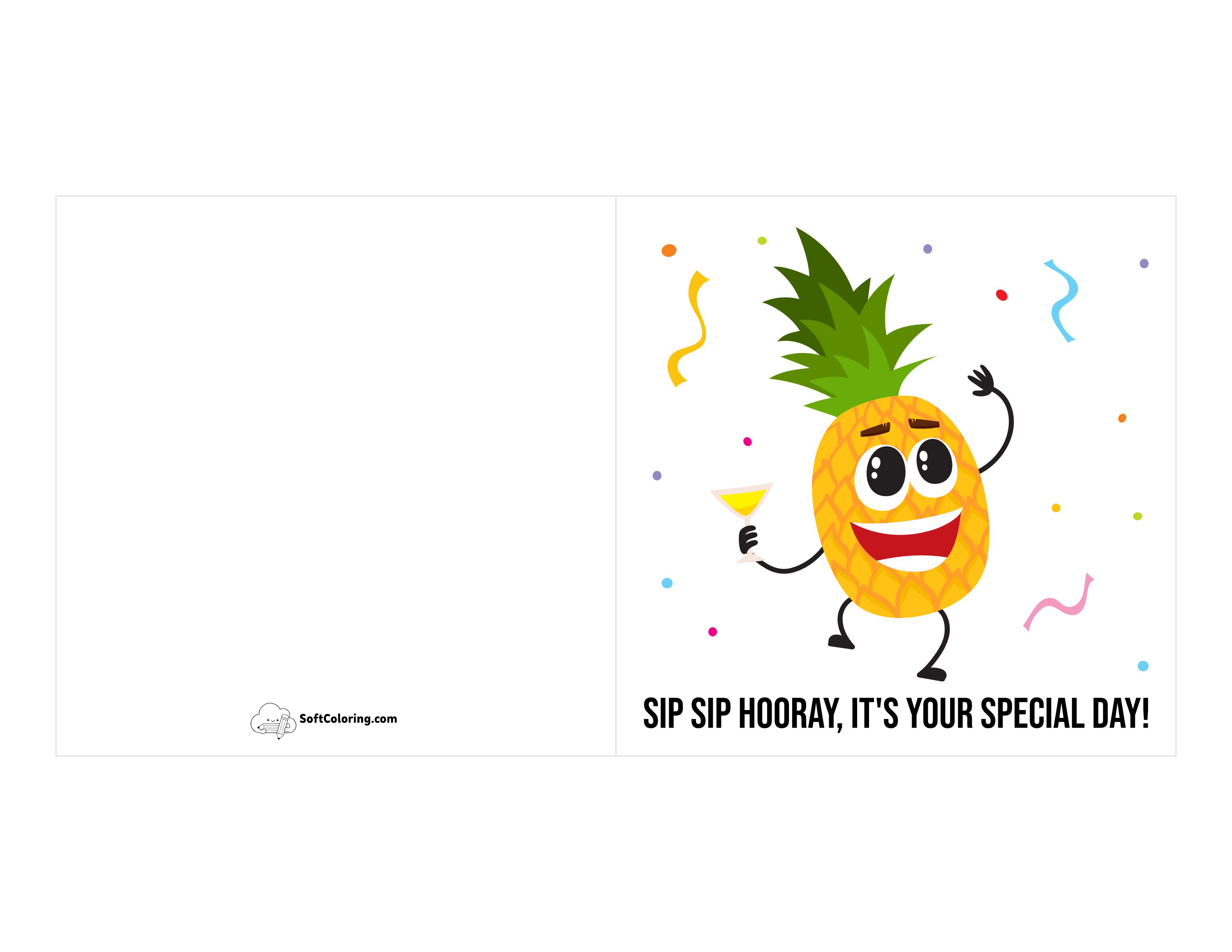 "Sip Sip Hooray" Funny Printable Birthday Card