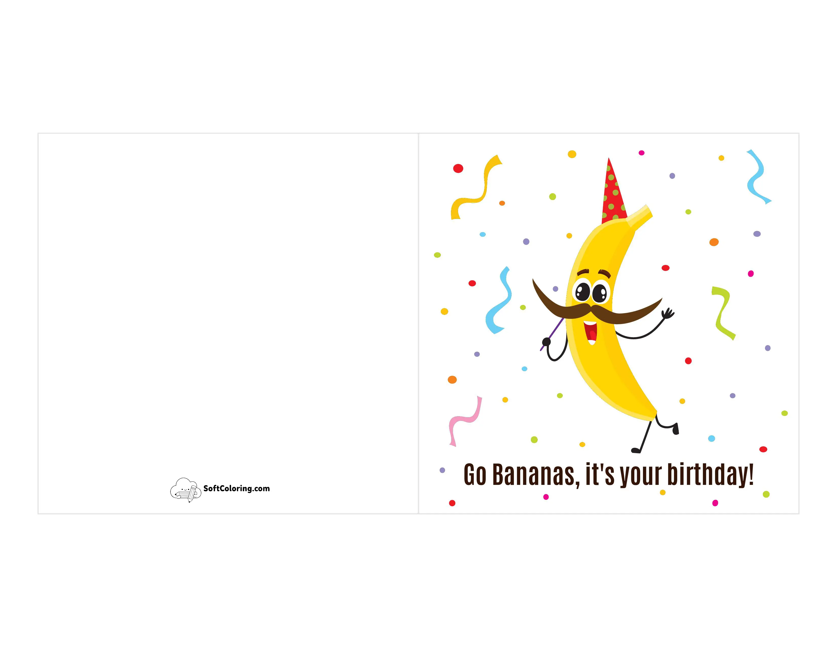 "Go Bananas" Funny Printable Birthday Card