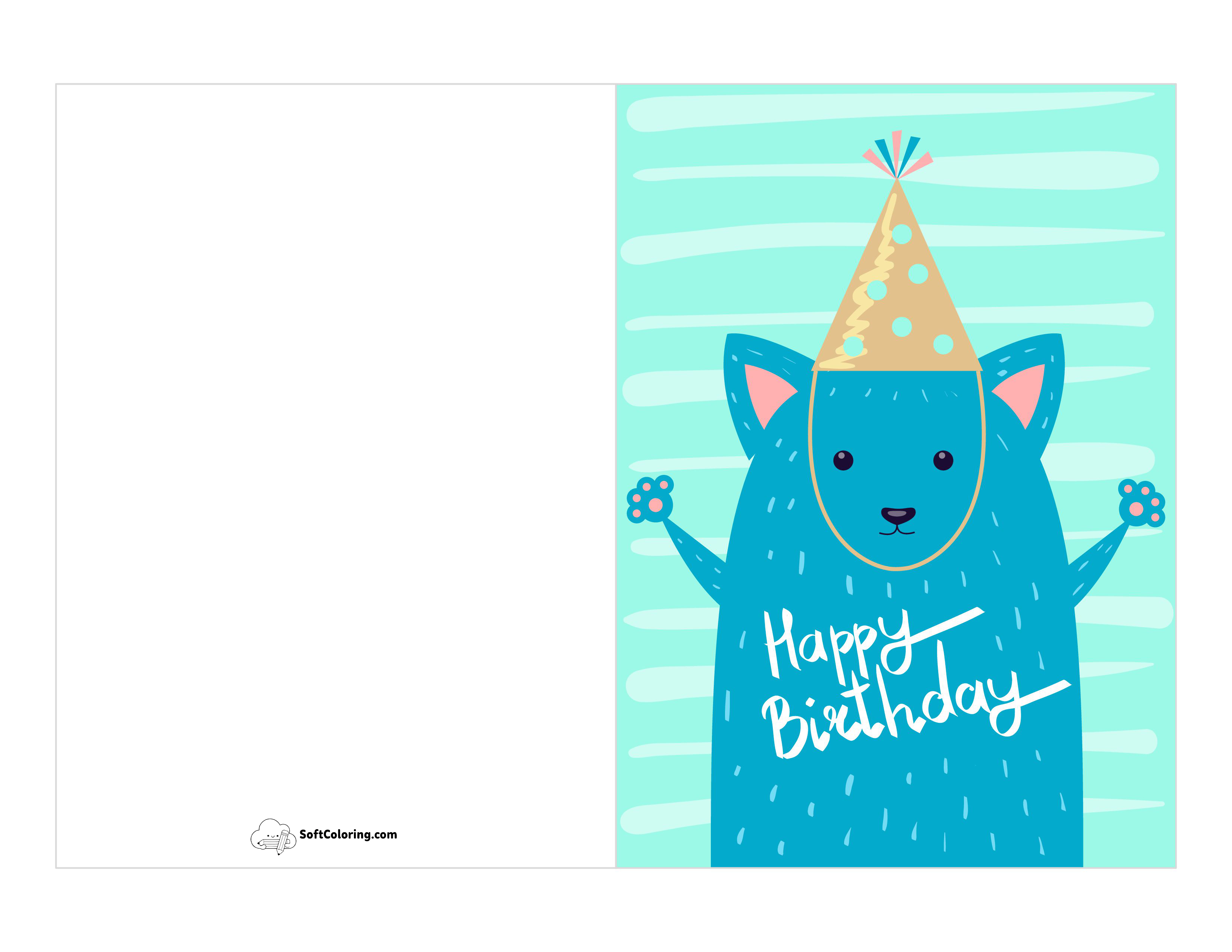 Birthday Hamster In Party Hat Card To Print