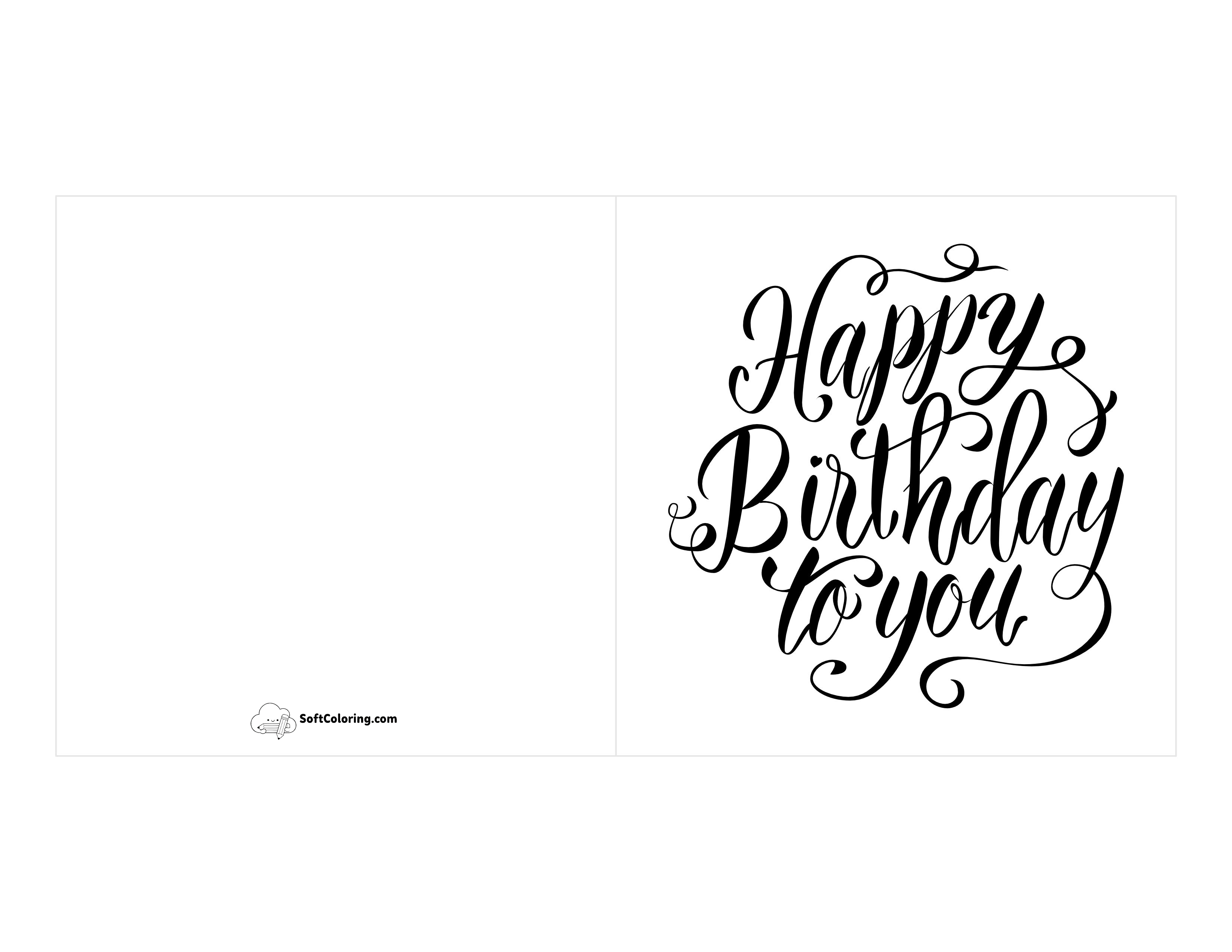 "Happy Birthday To You" Printable Card Template