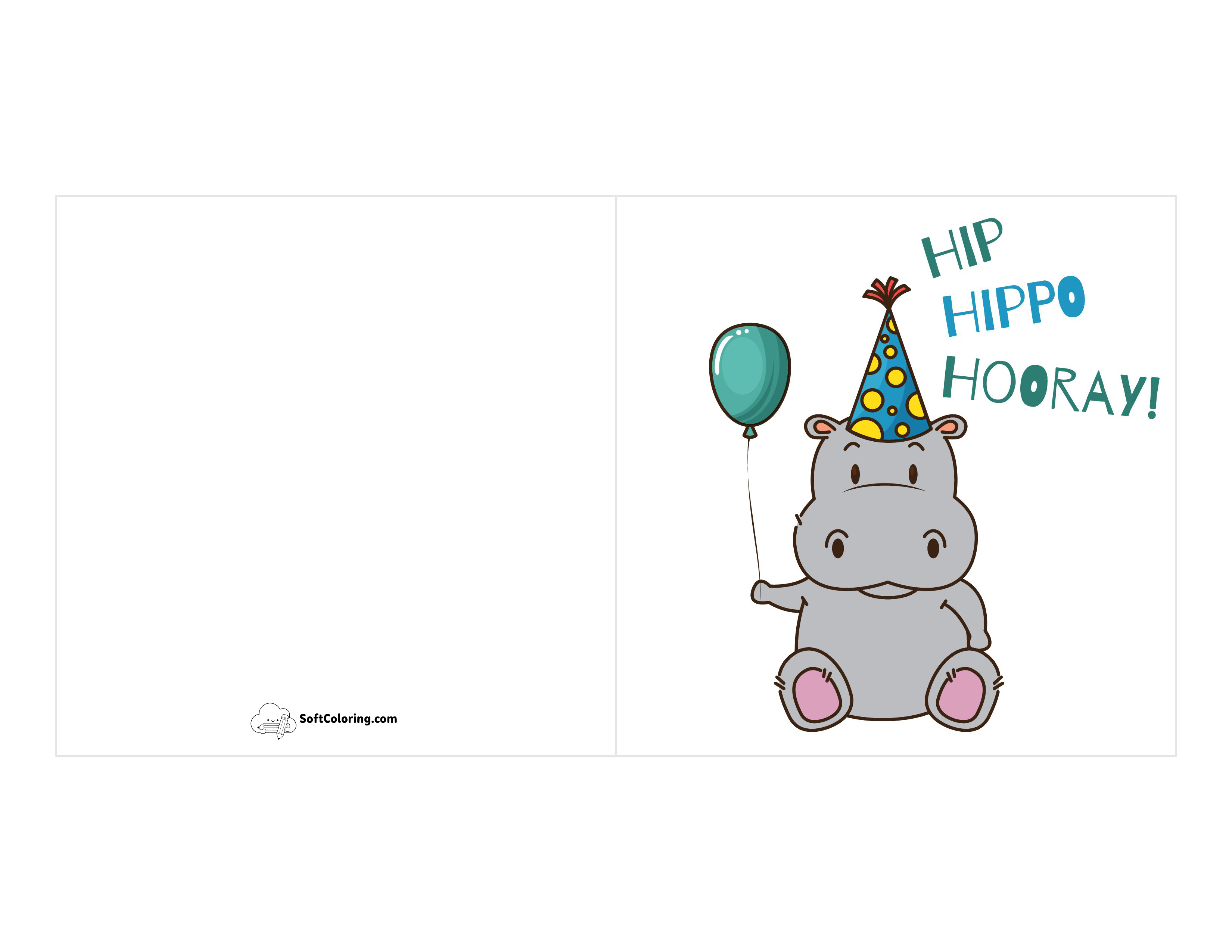 "Hip Hippo Hooray" Bday Card For Baby