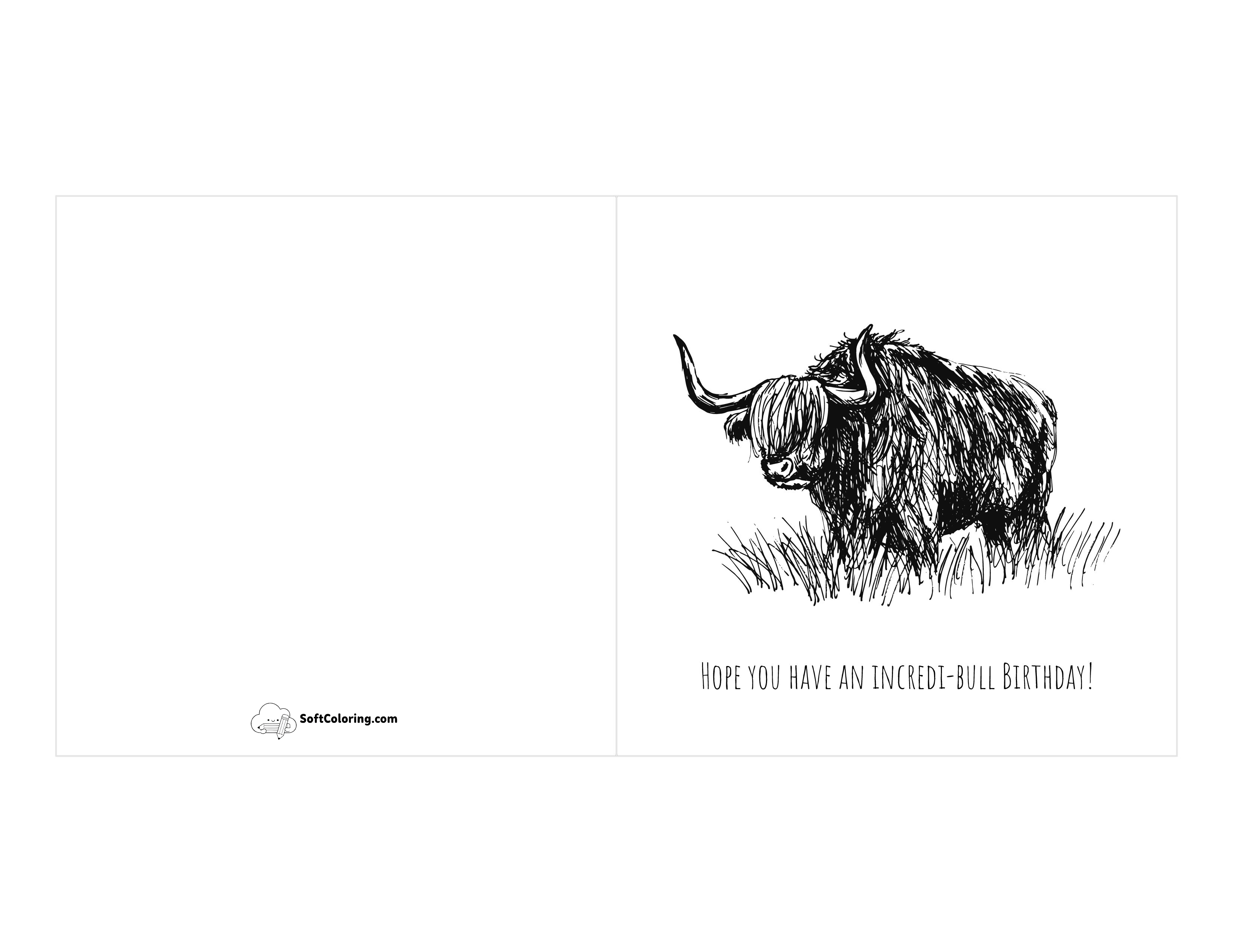 "Incredi-Bull" Funny Birthday Card Template