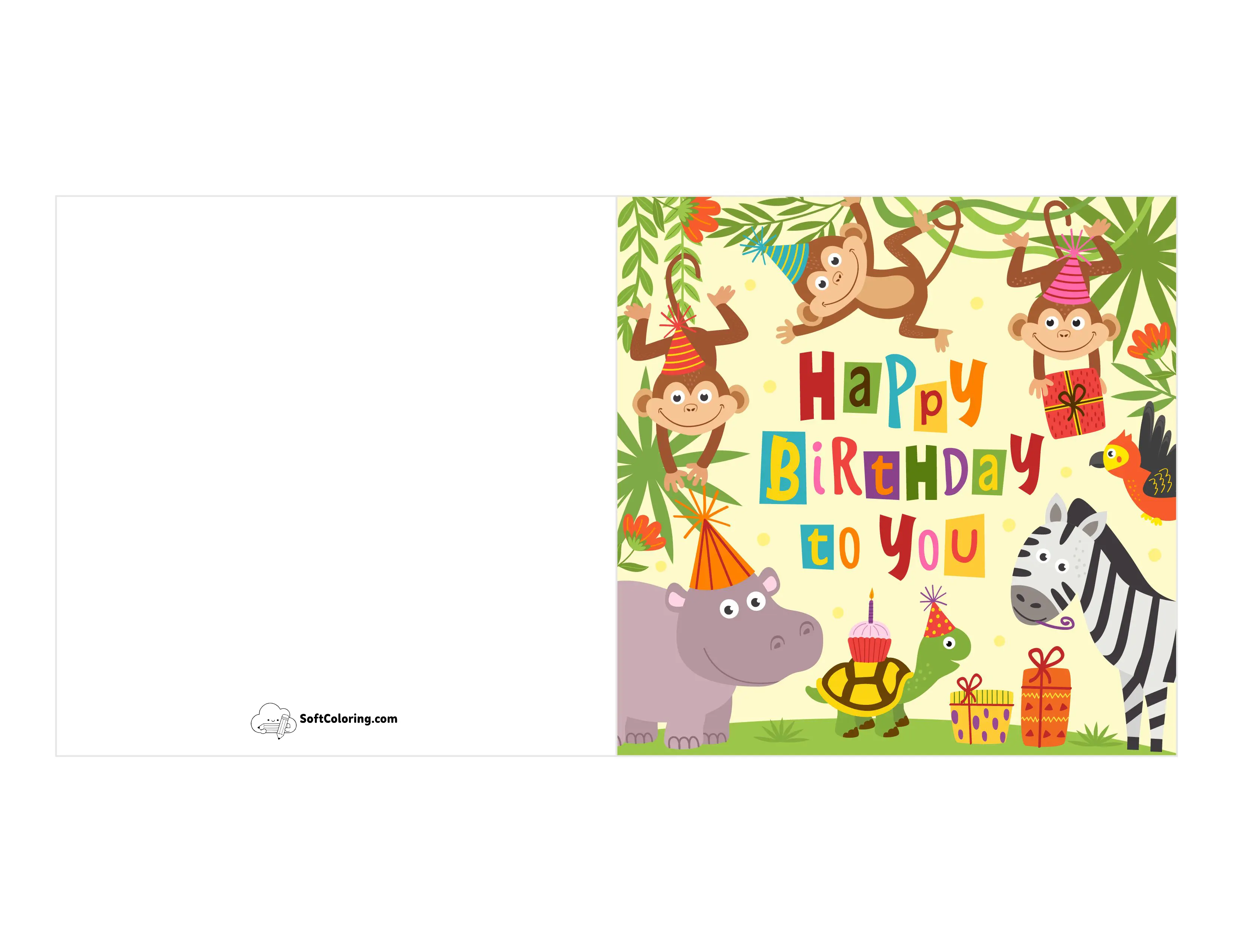 "Happy Birthday To You" Jungle Card For Kids