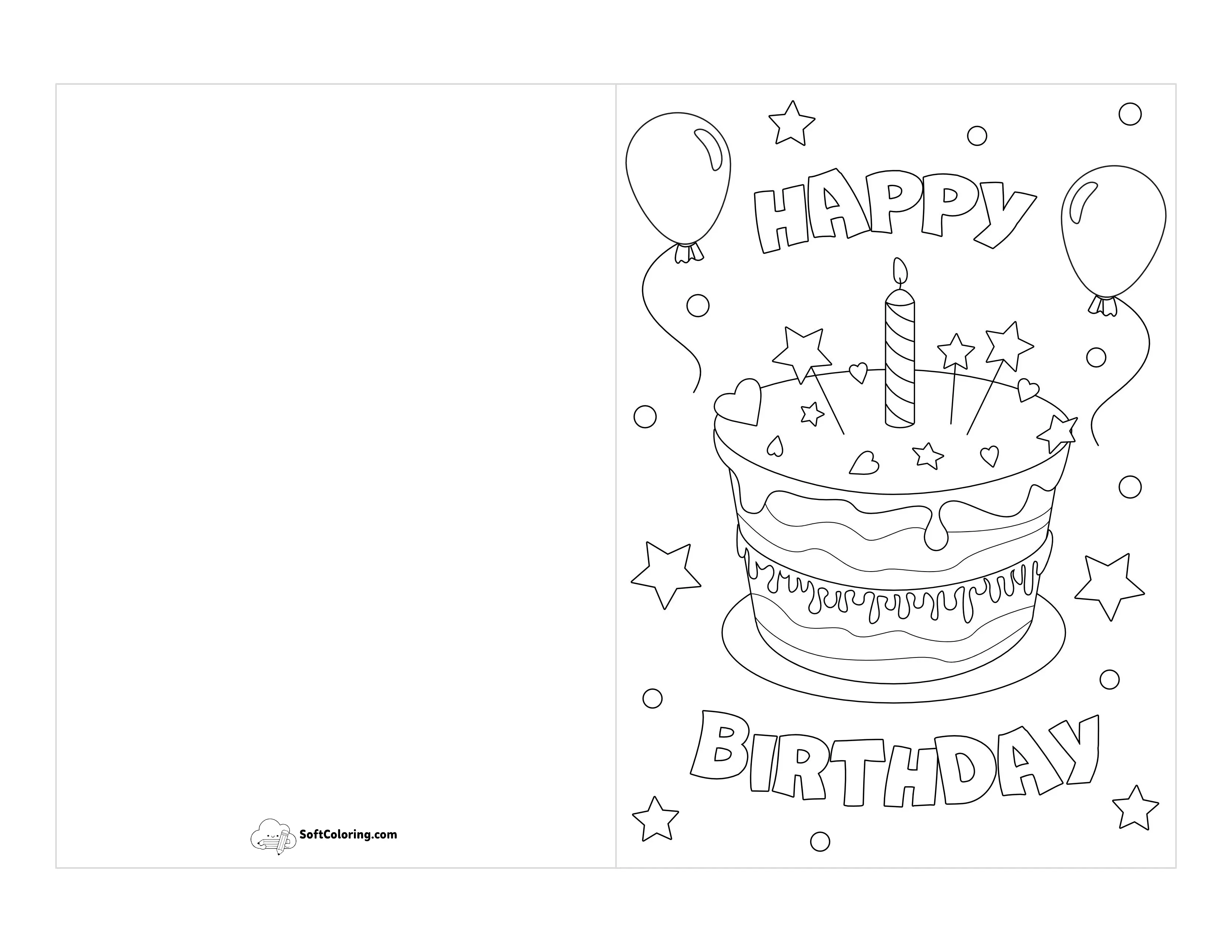 "Happy Birthday" Printable Card To Color