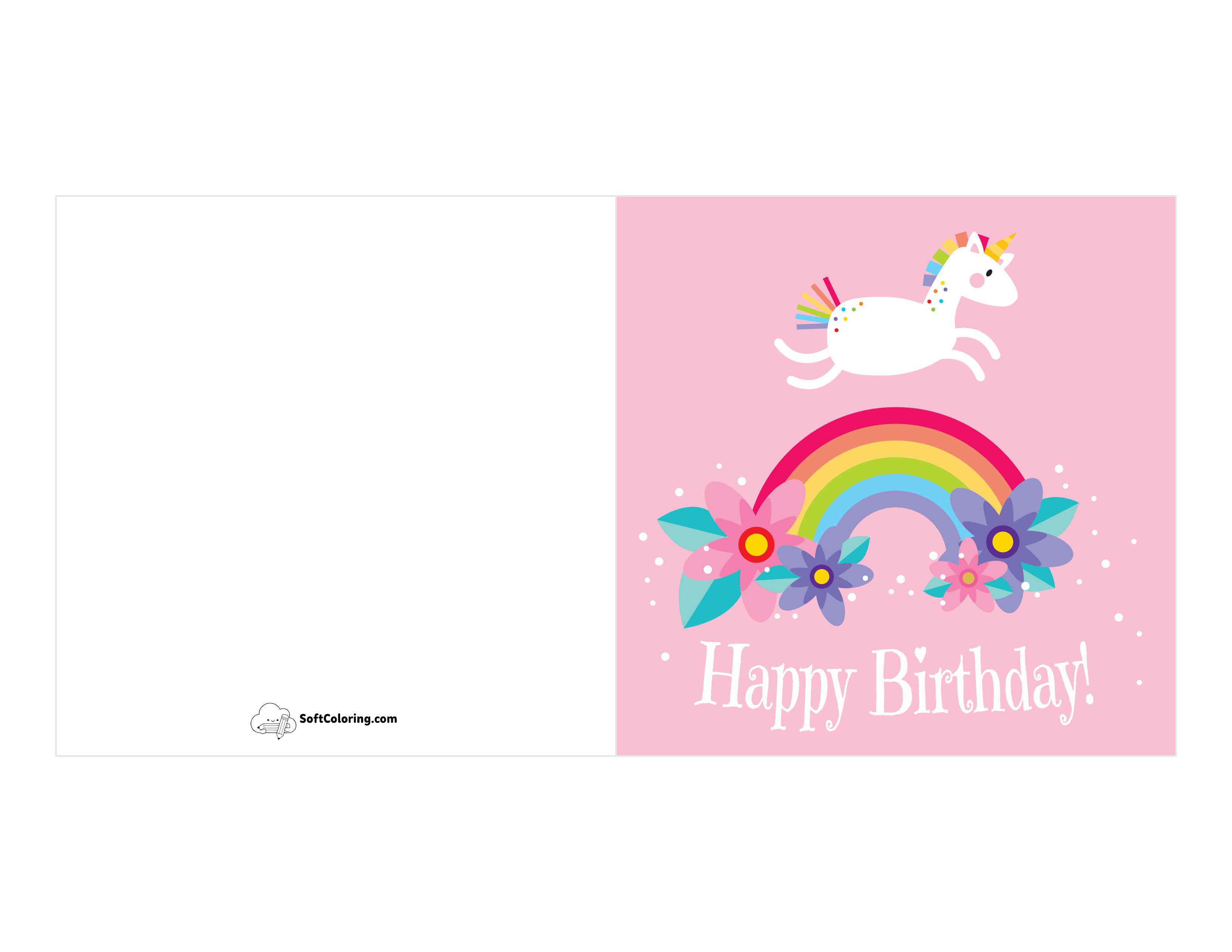 Rainbow Unicorn Birthday Card Printable
