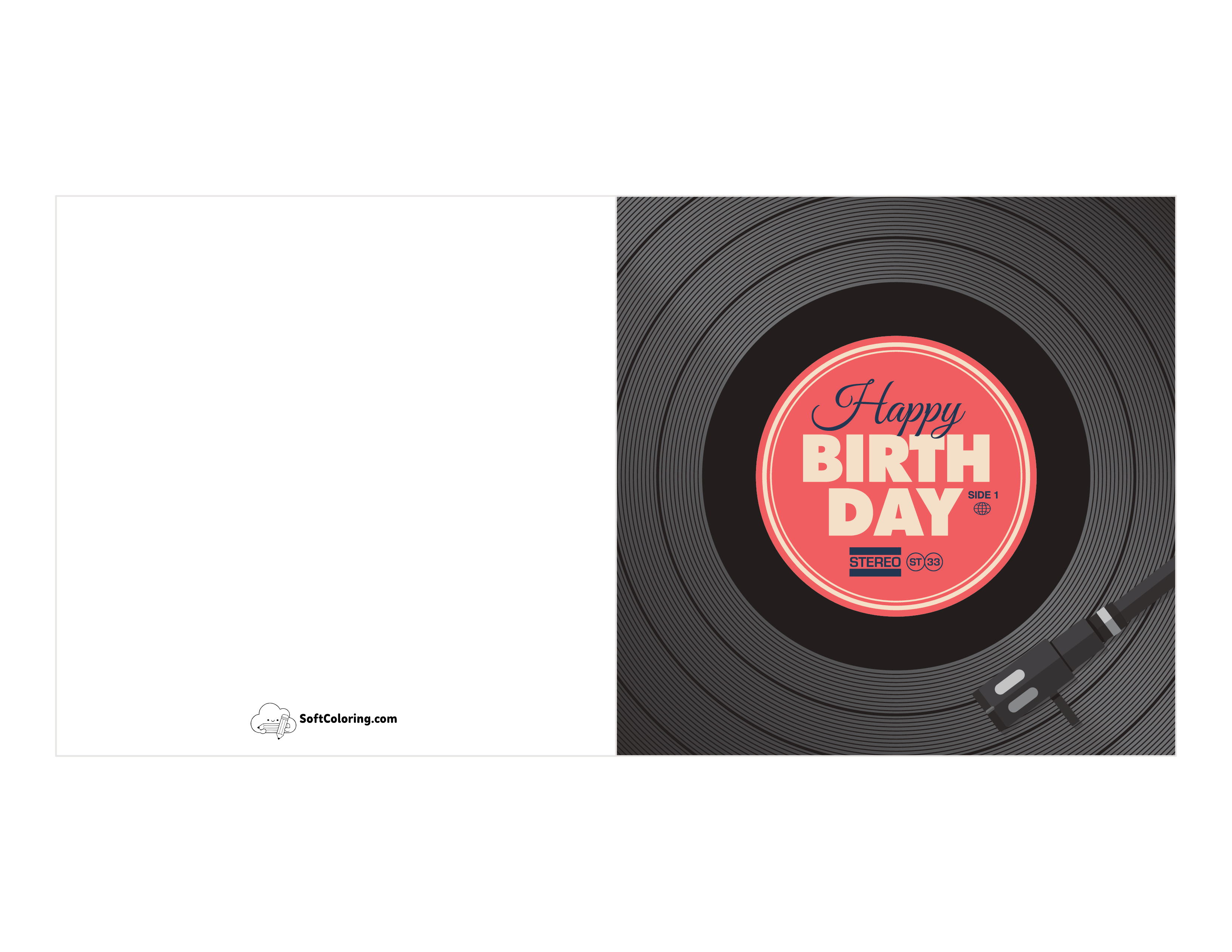 "Happy Birthday" Vinyl Record Card Template