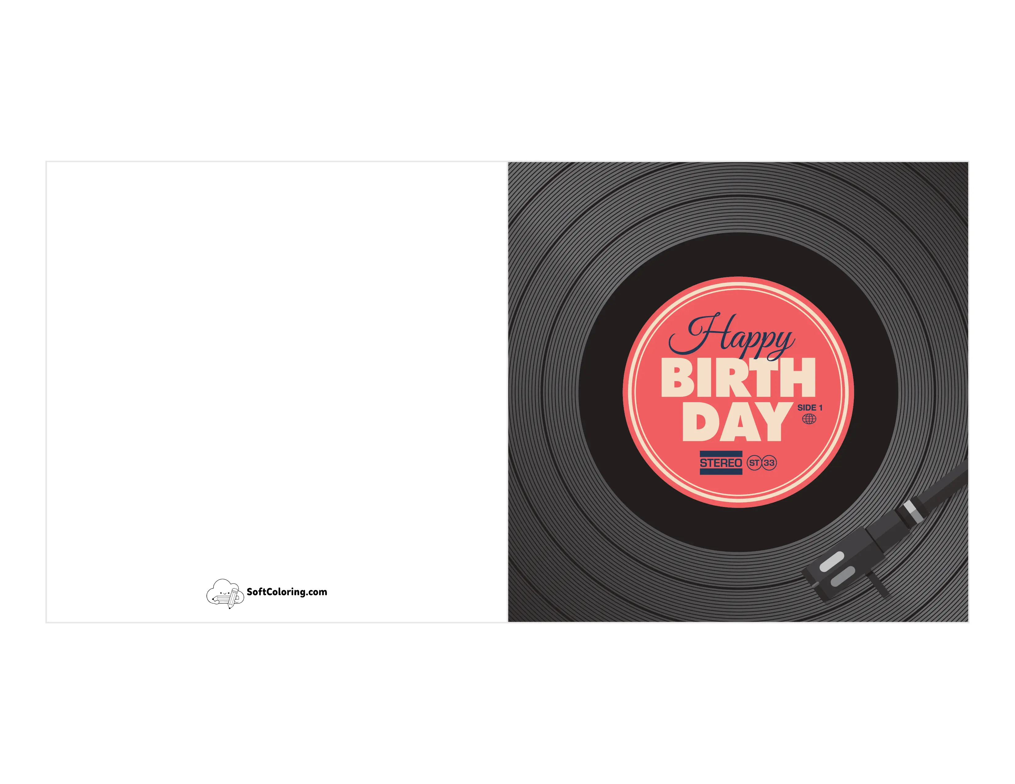"Happy Birthday" Vinyl Record Card Template