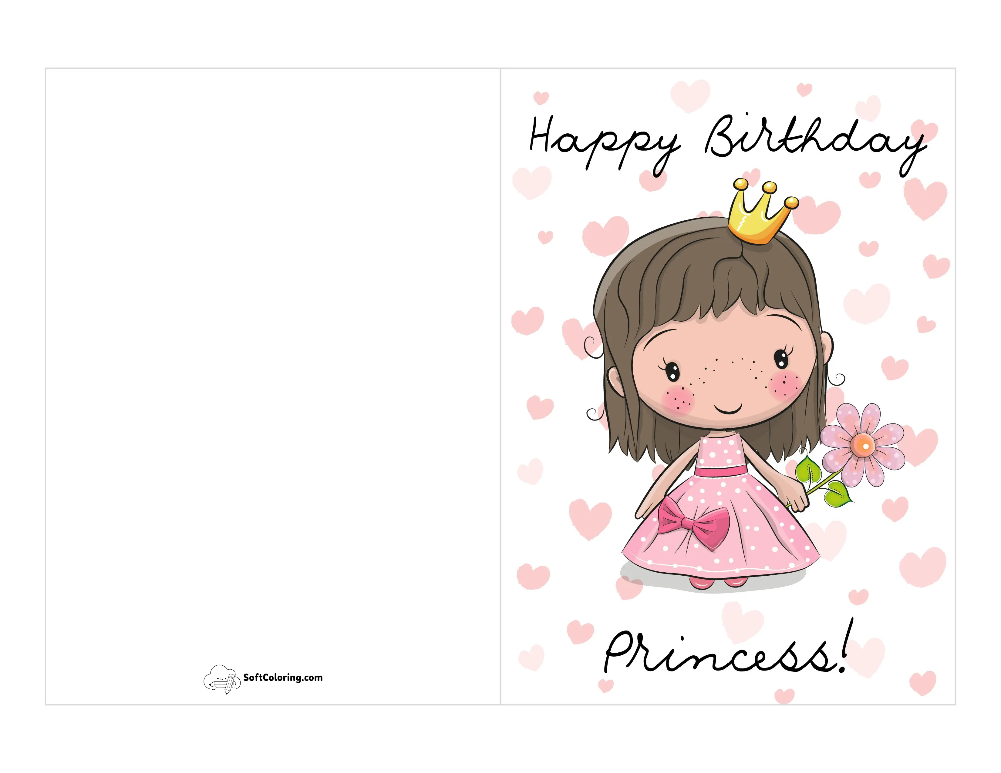 Princess "Birthday" Printable Card For Girls