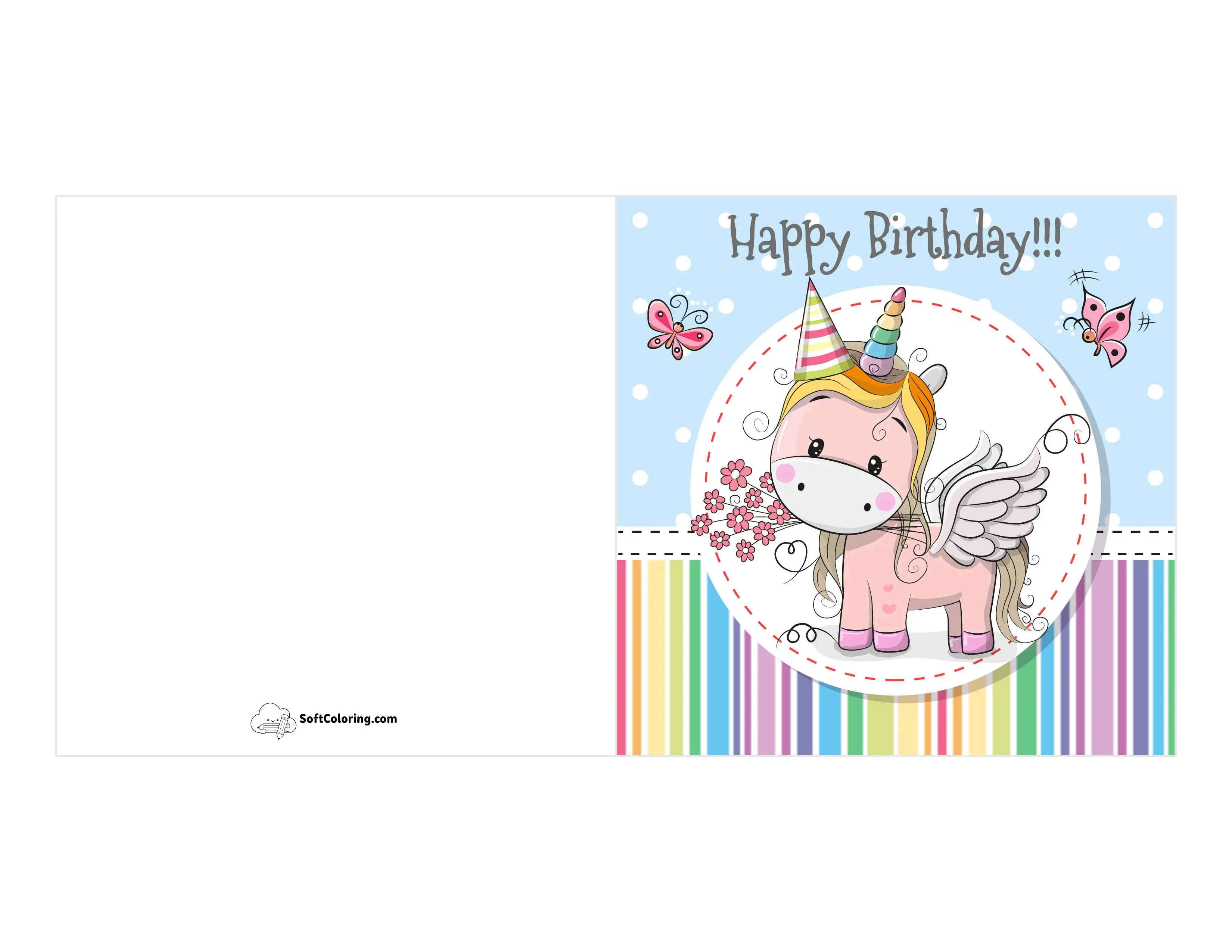 Cute Unicorn Birthday Printable For Girls