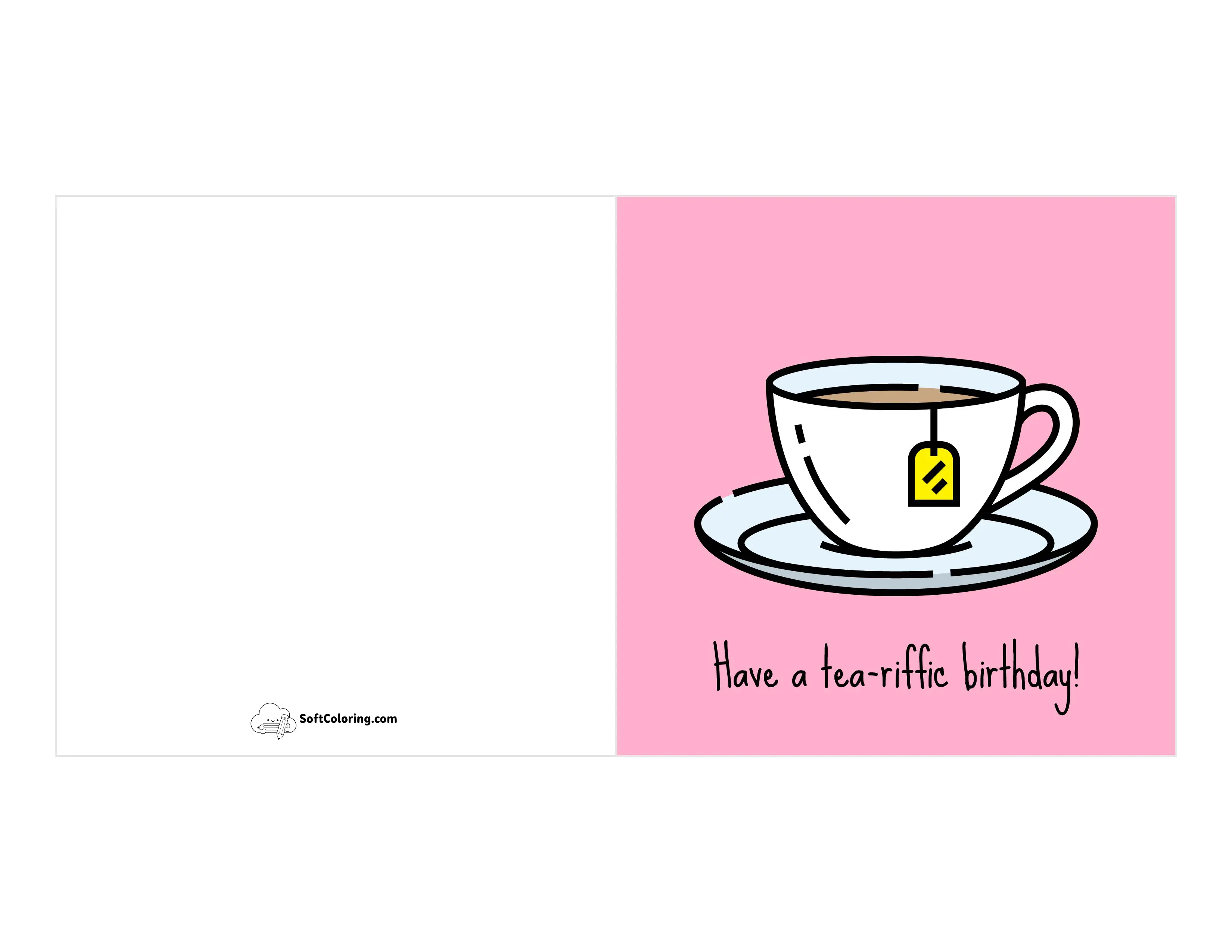 "Tea-Riffic" Funny Birthday Card To Print