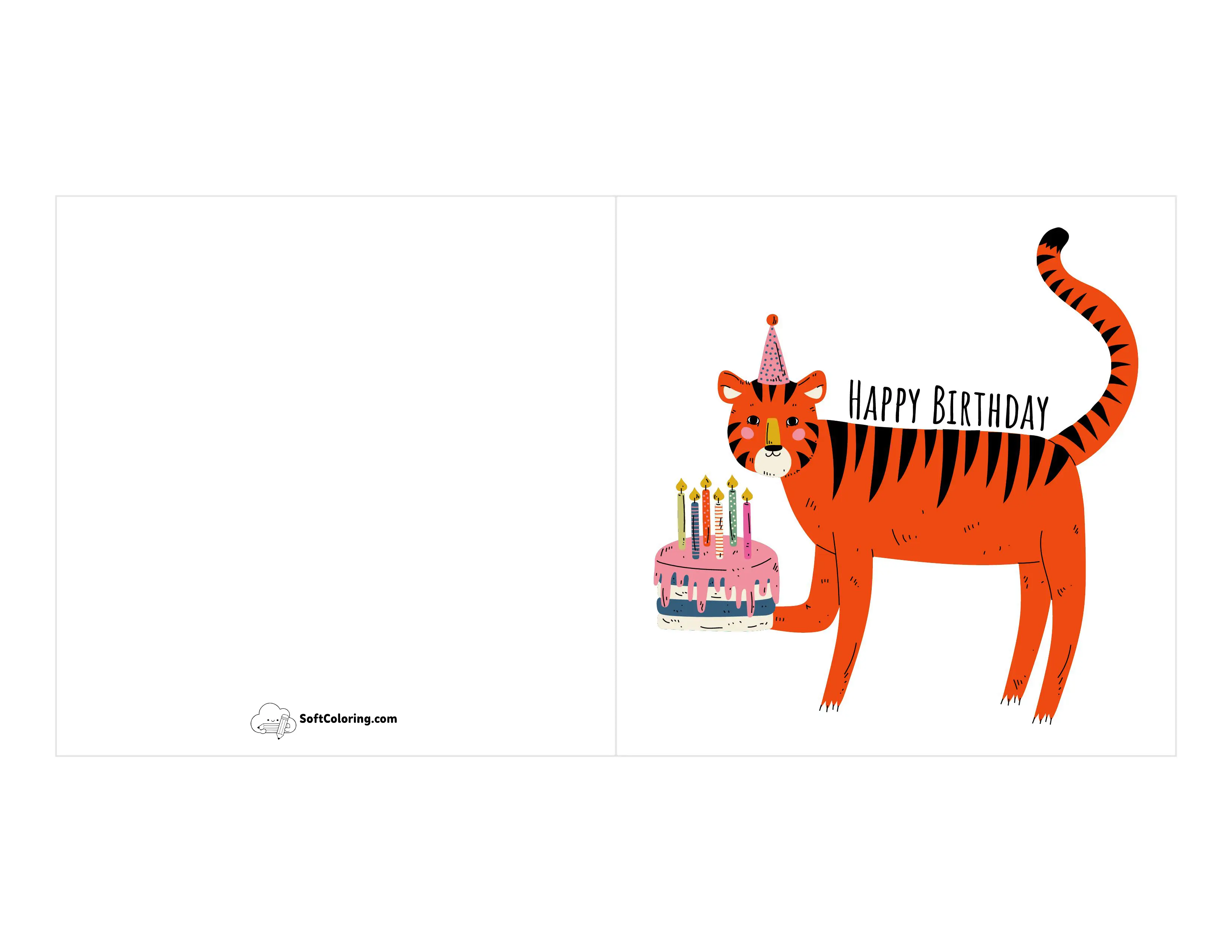 Cute Tiger Printable Birthday Card Printable