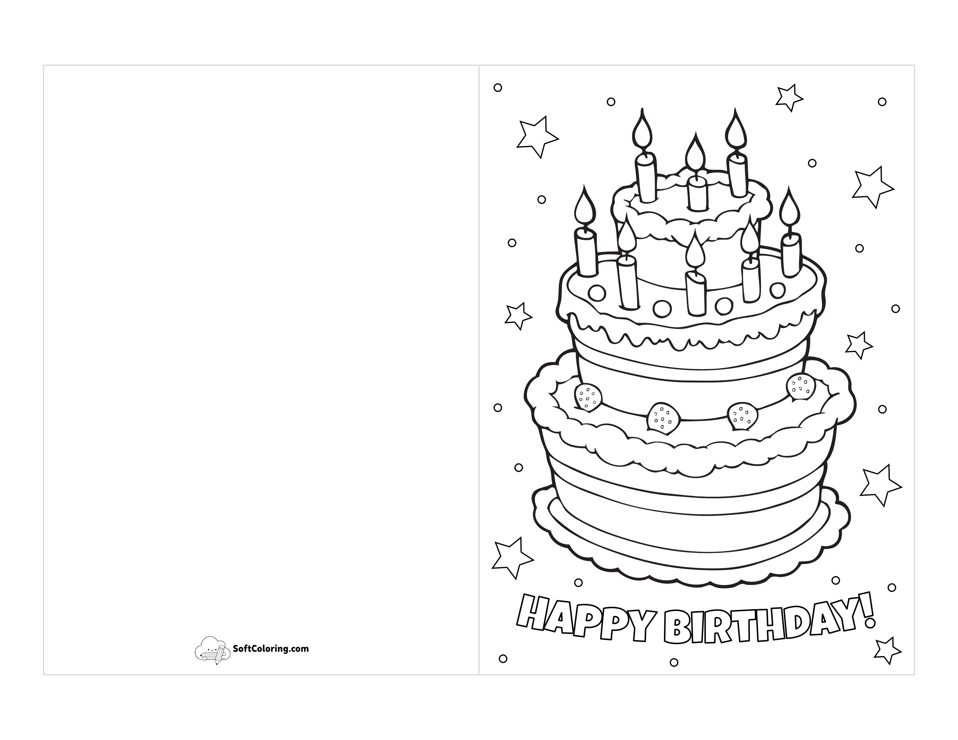 "Happy Birthday" Free Birthday Card To Color