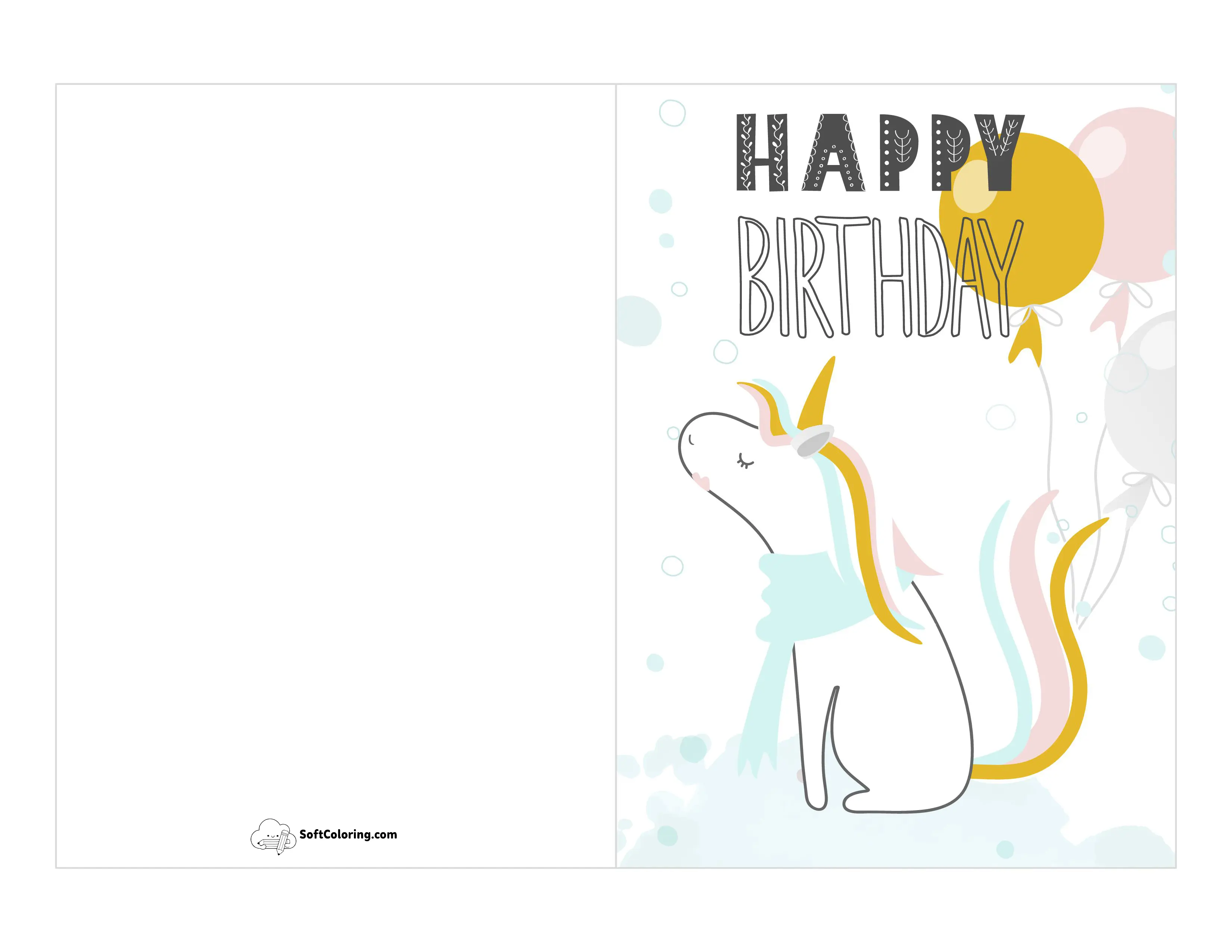 "Happy Birthday" Unicorn Card For Her