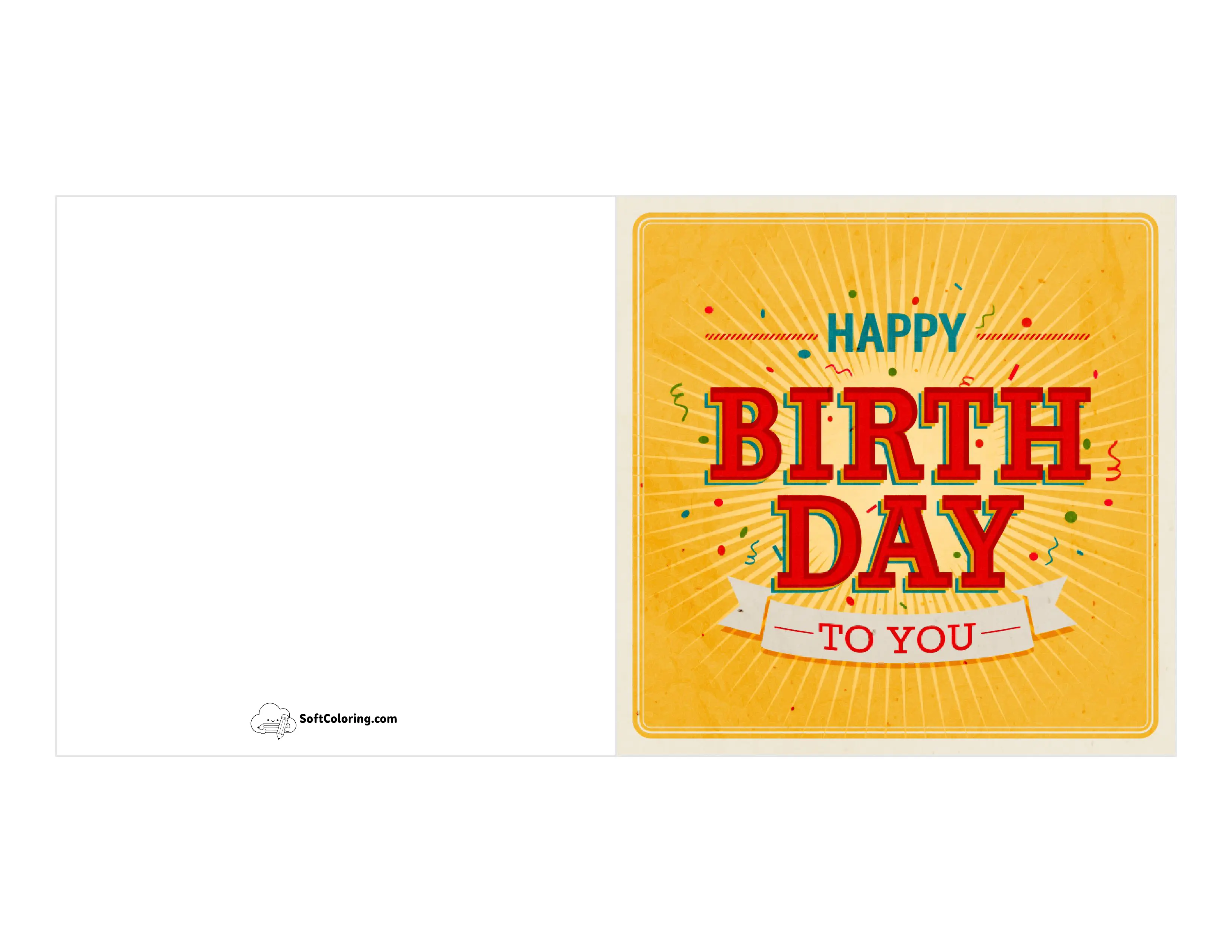 Bright "Happy Birthday" Printable Card Template