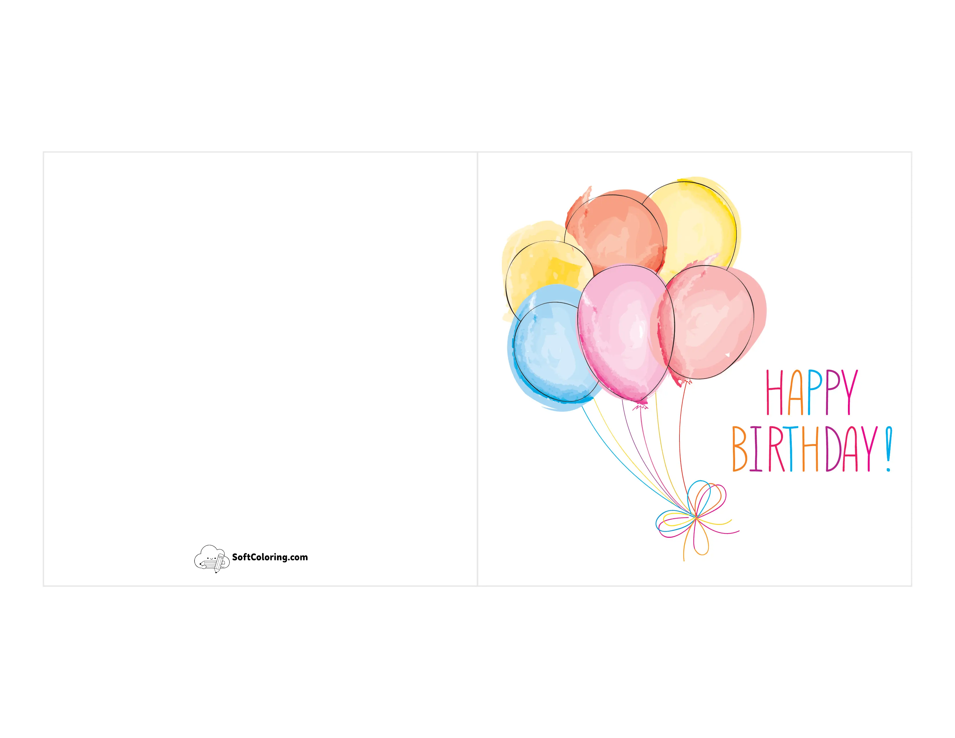"Happy Birthday" Balloons Card For Kids