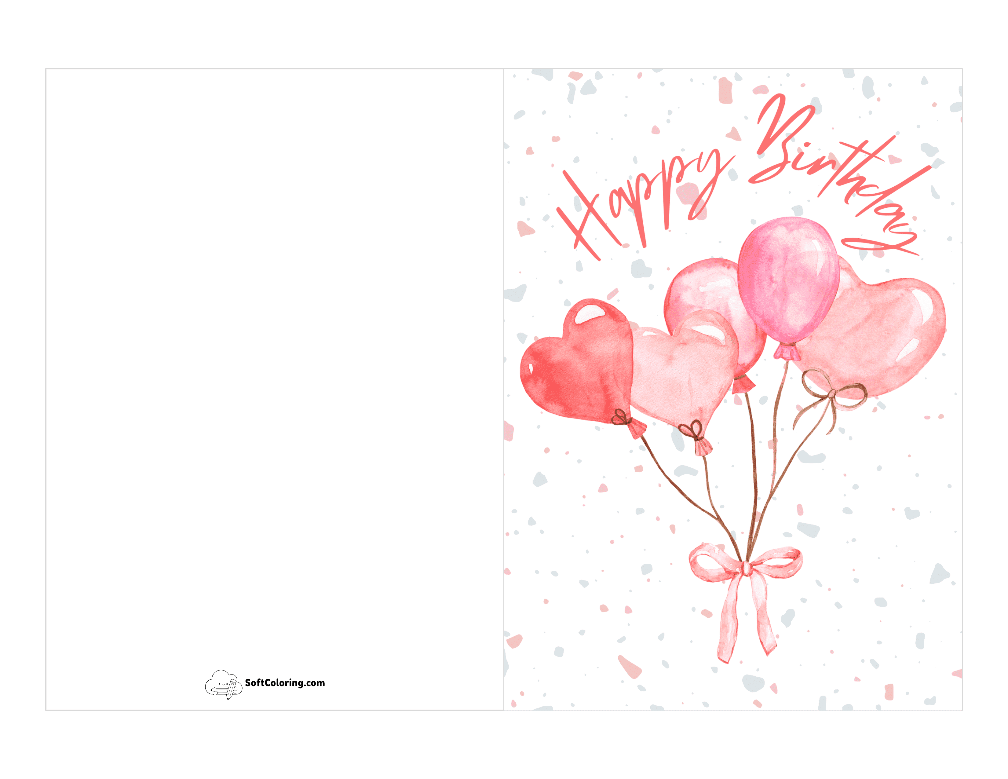 Heart Balloons Birthday Card Template