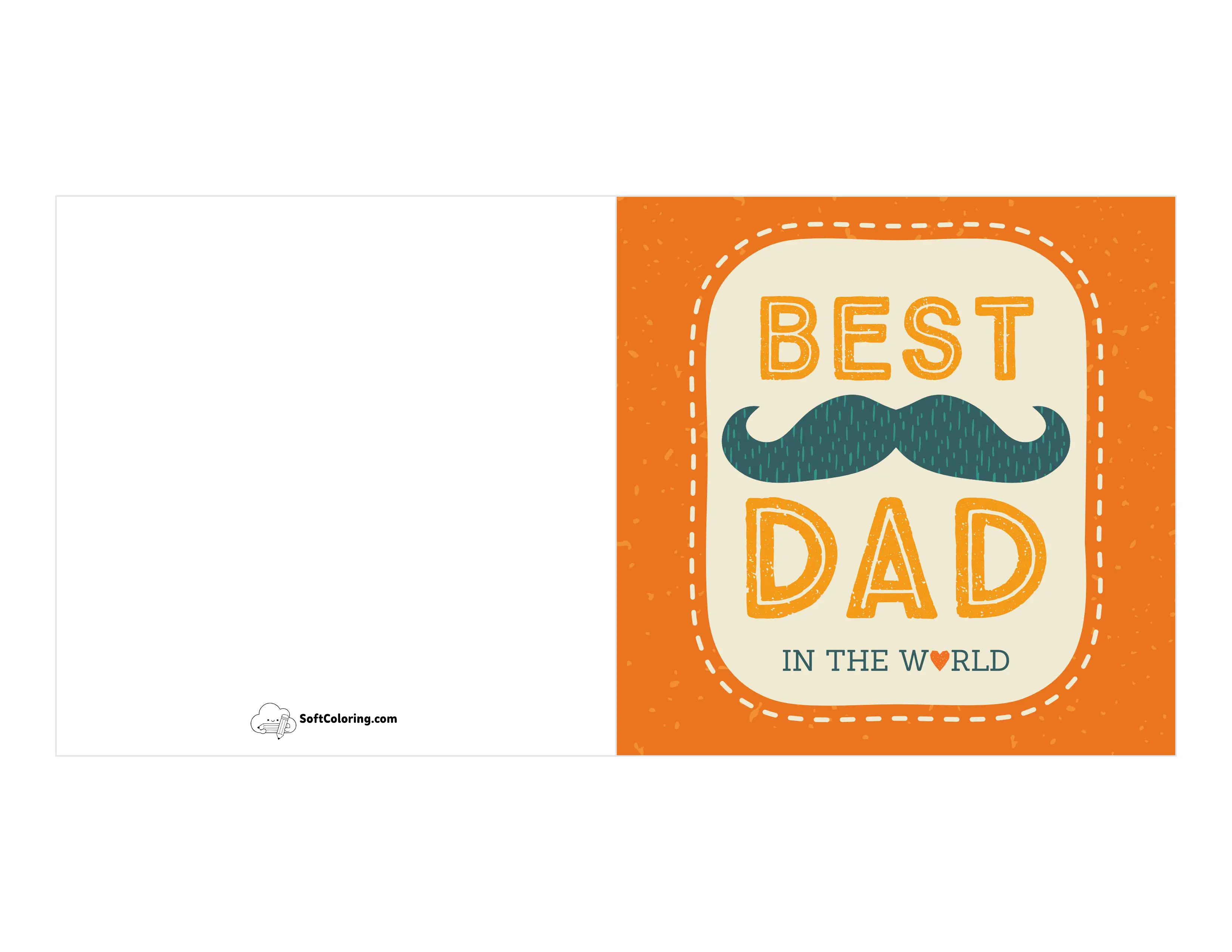 "Best Dad In The World" Mustache Card For Dad