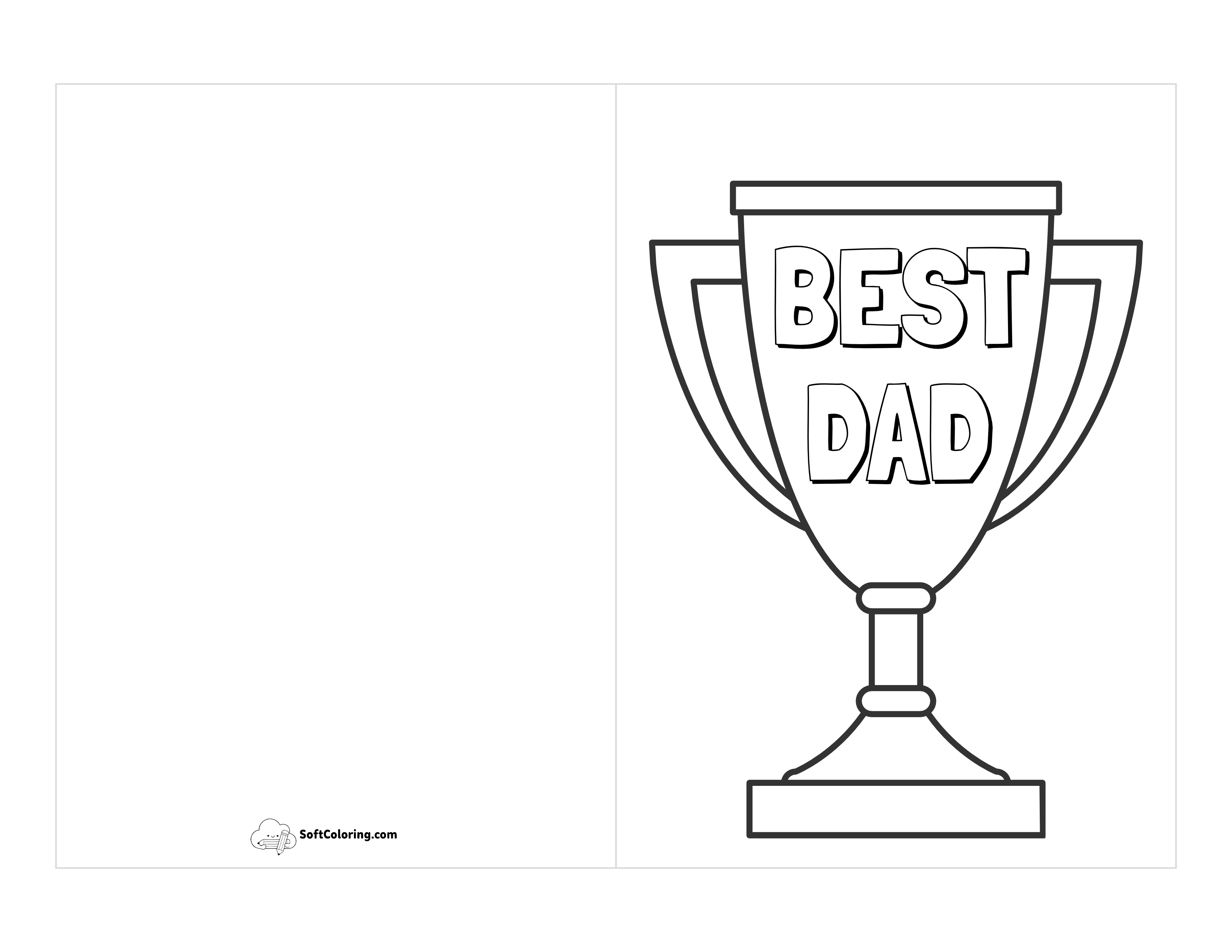 "Best Dad" Trophy Card To Color