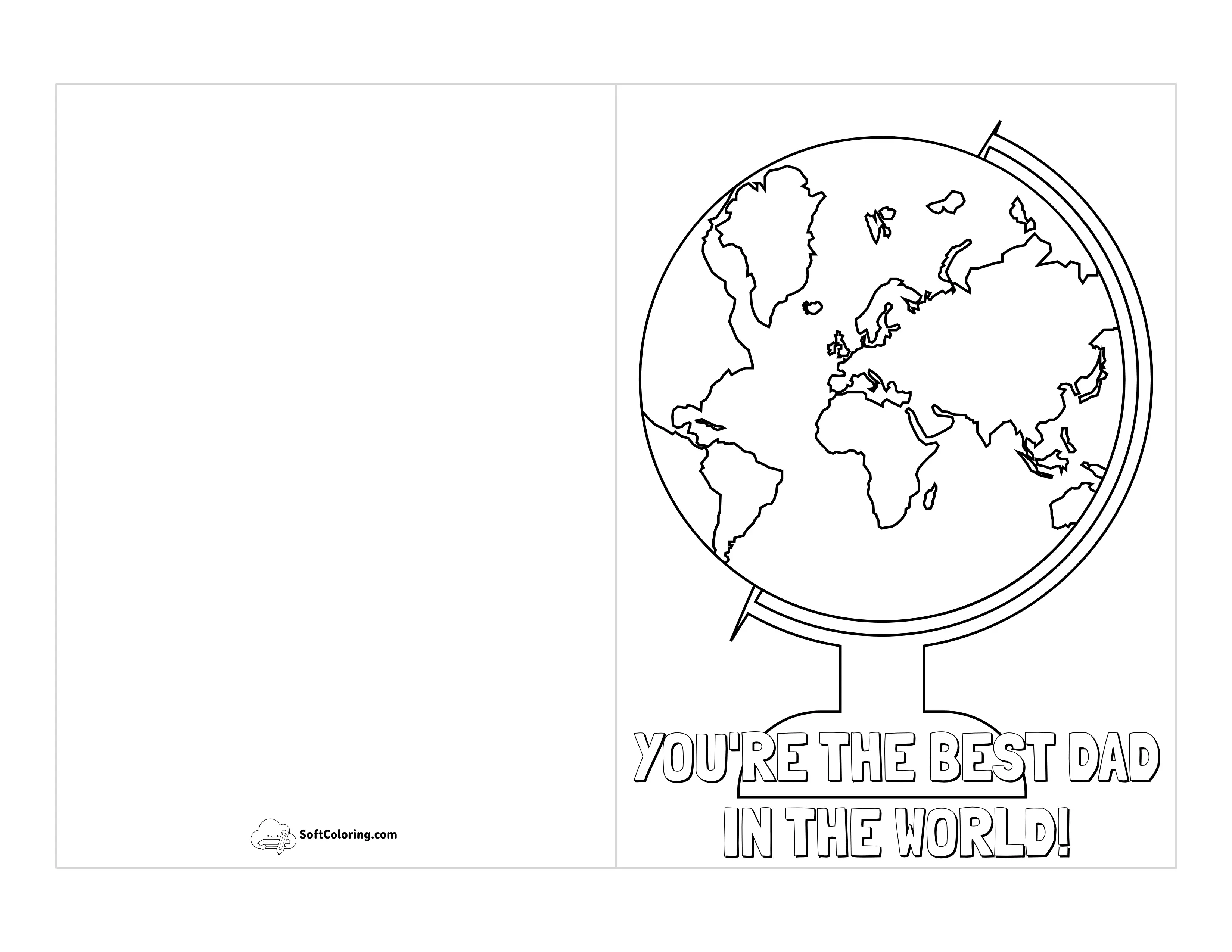 "You're The Best Dad In The World" Card To Color