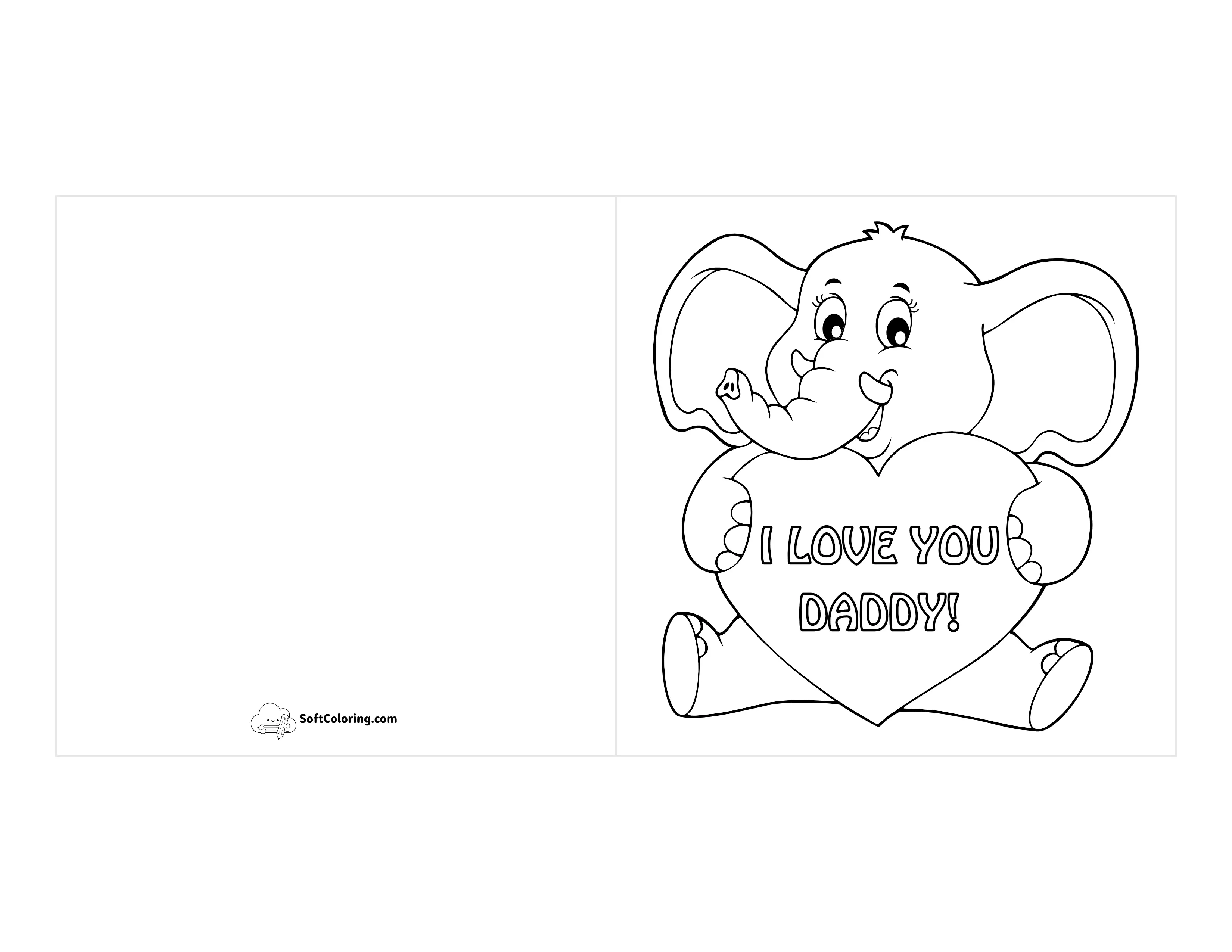 "I Love You Daddy" Printable Father's Day Card To Color