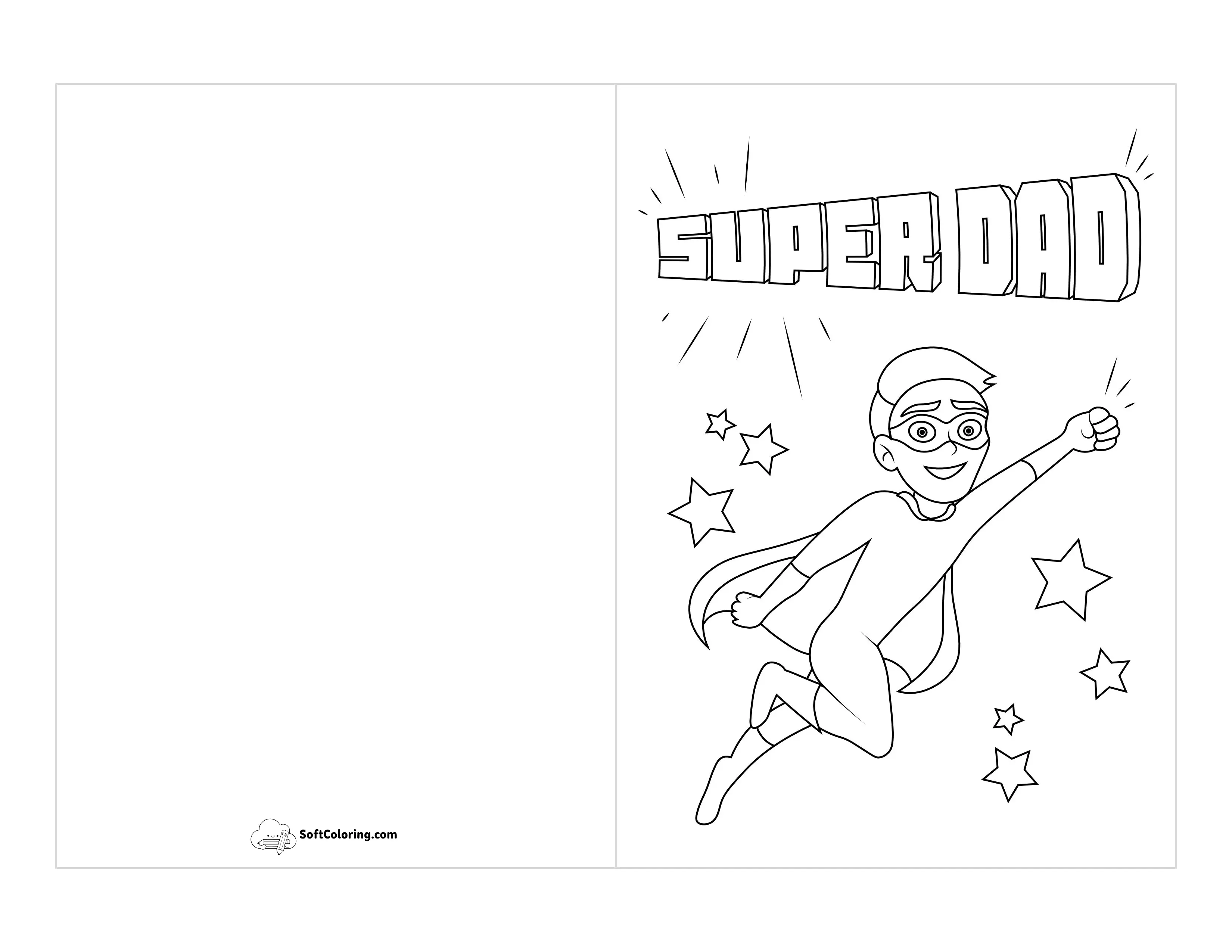 "Super Dad" Printable Father's Day Card To Color