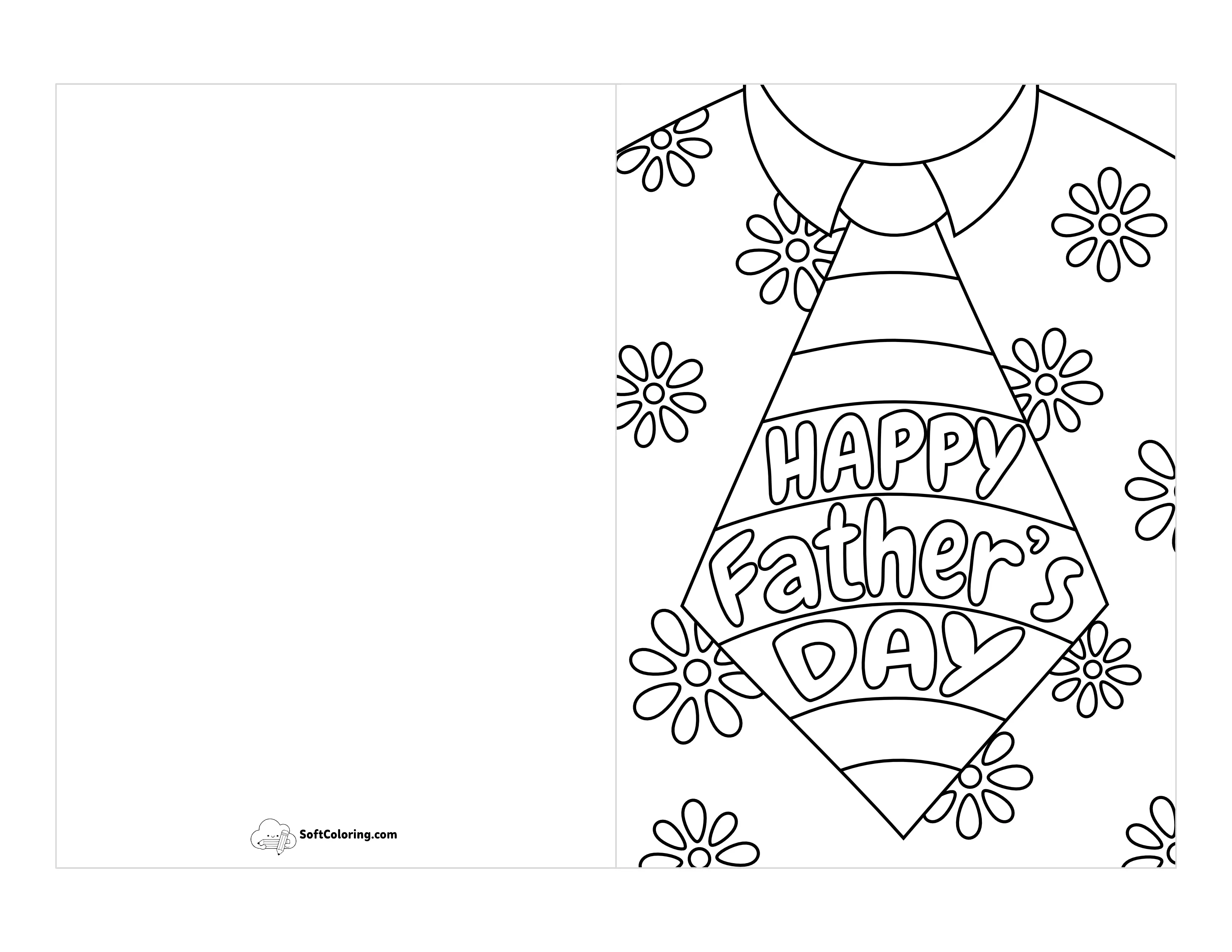 Flower Shirt Tie Printable Card To Color