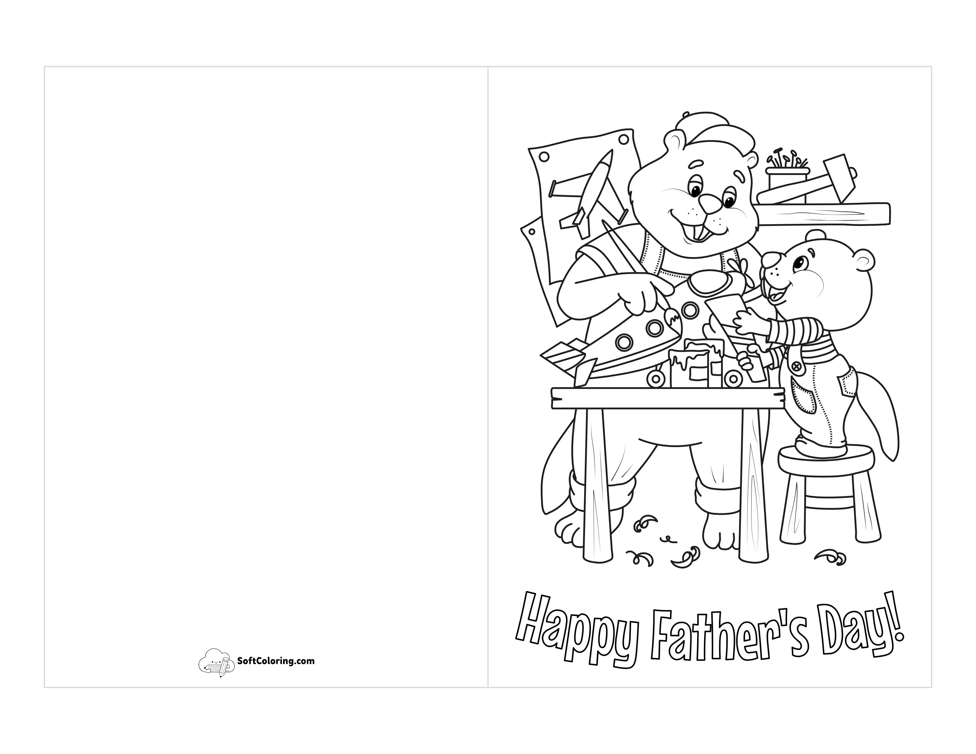"Happy Father's Day" Printable Card To Color