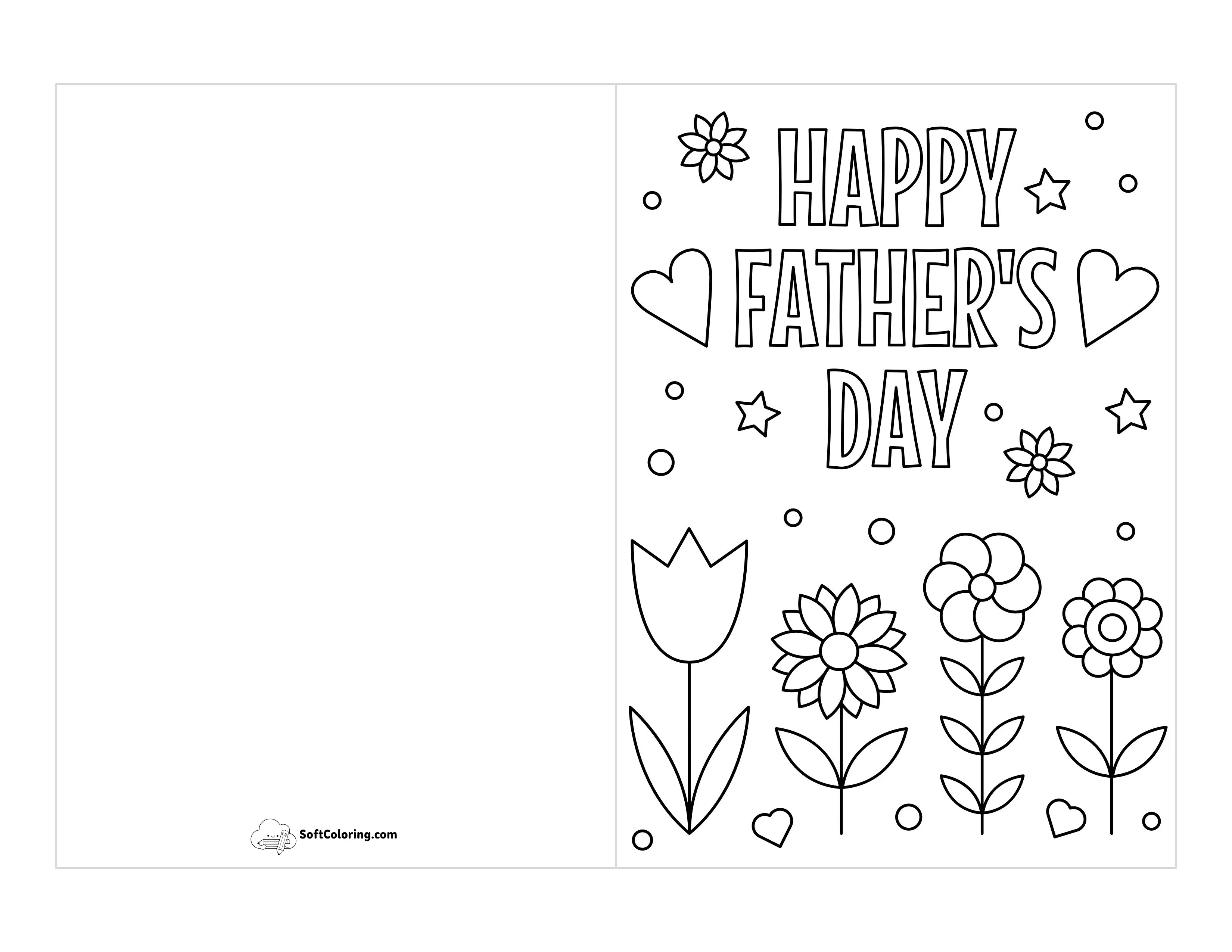 "Happy Father's Day" Flowers Card To Color