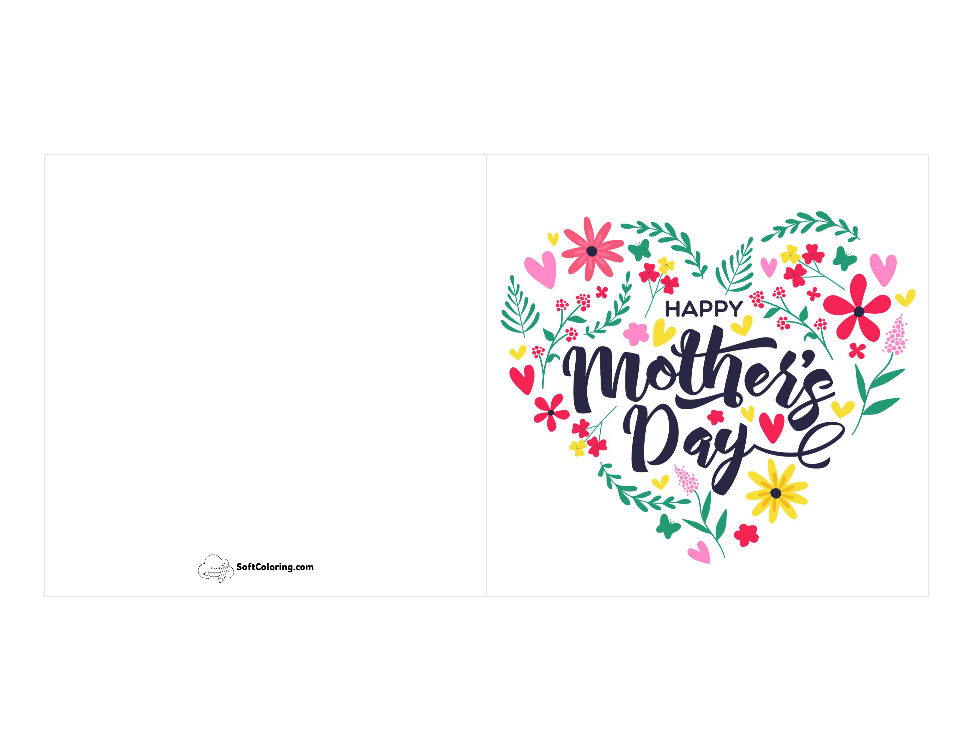 Flower Heart Printable Card For Mom