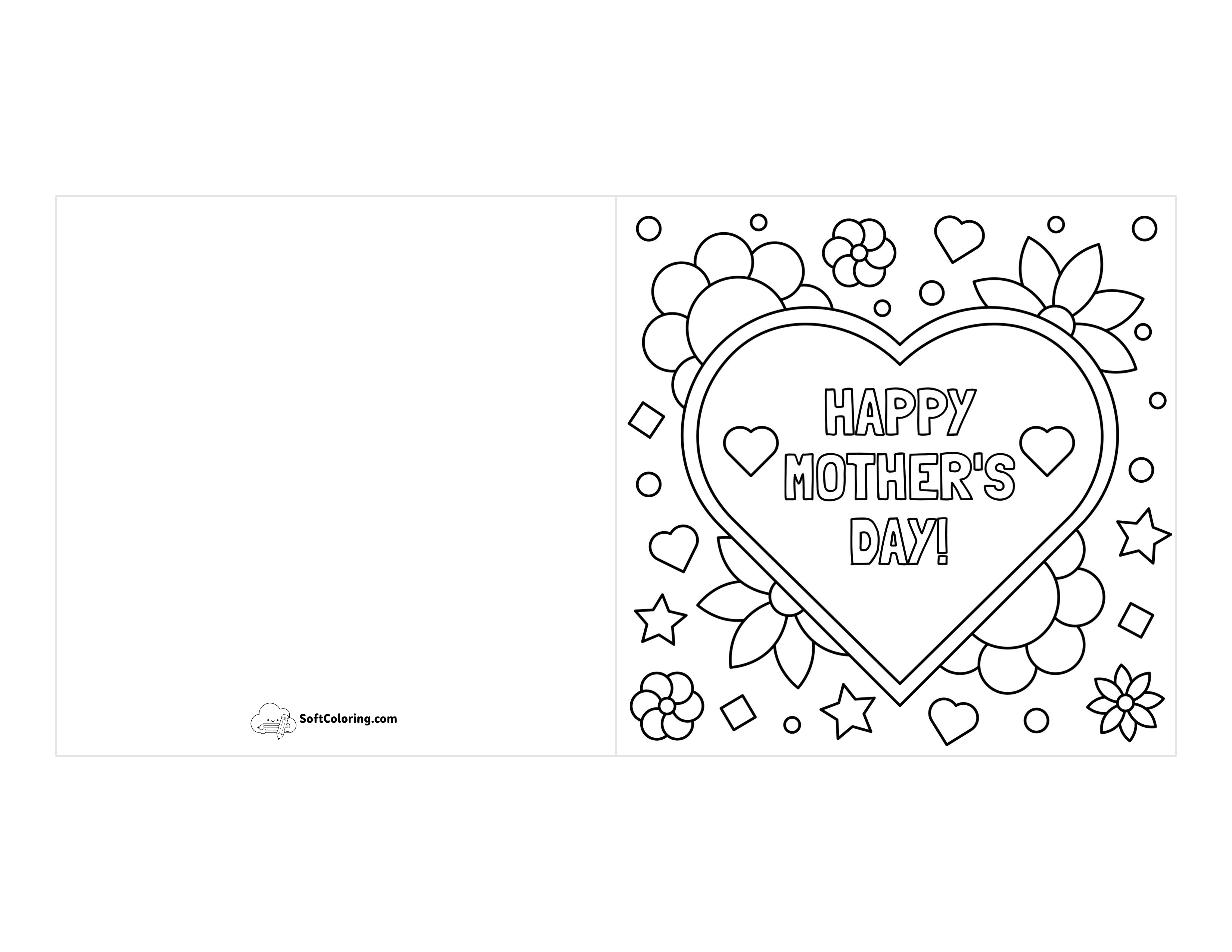 "Happy Mother's Day" Heart Card To Color