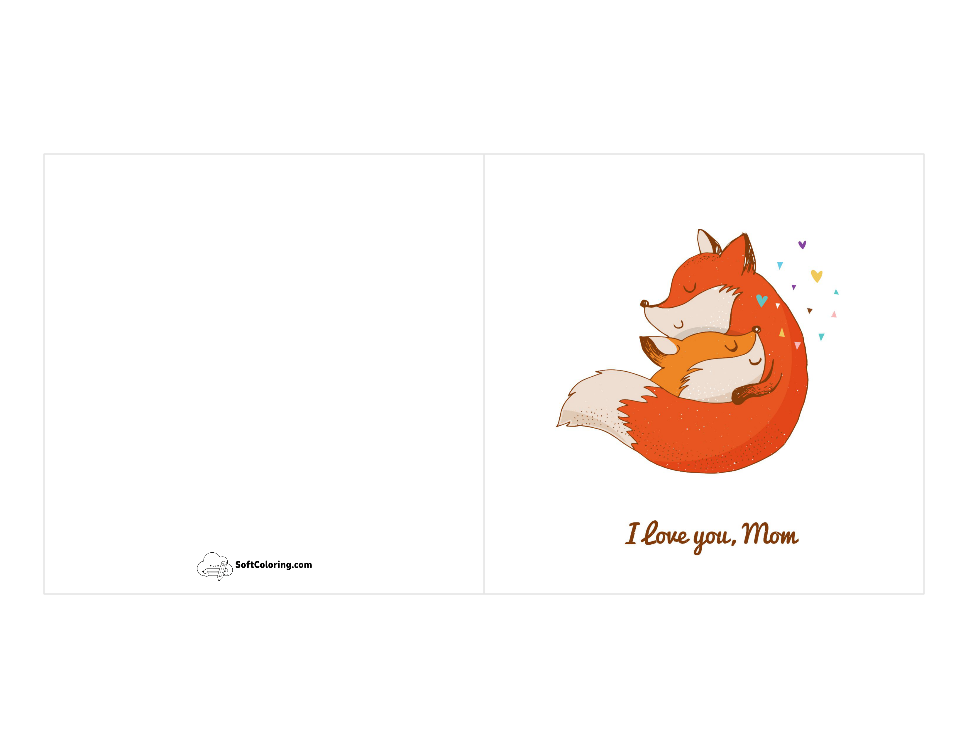 "I Love You Mom" Cute Fox Card