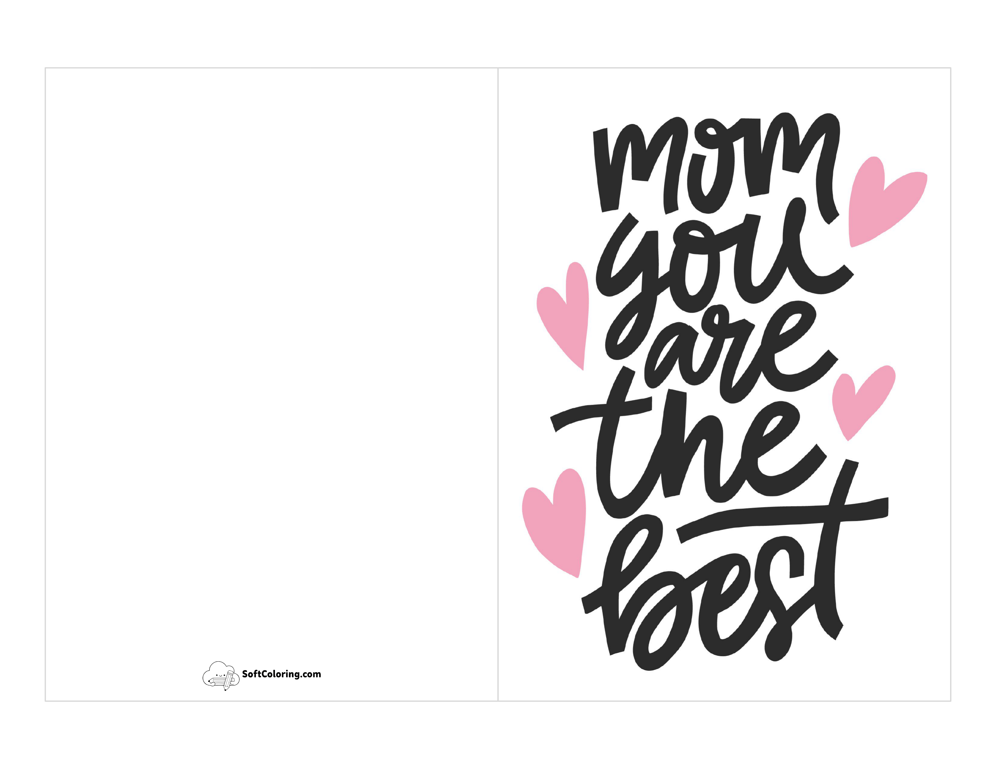 "Mom, You Are The Best!" Card To Print