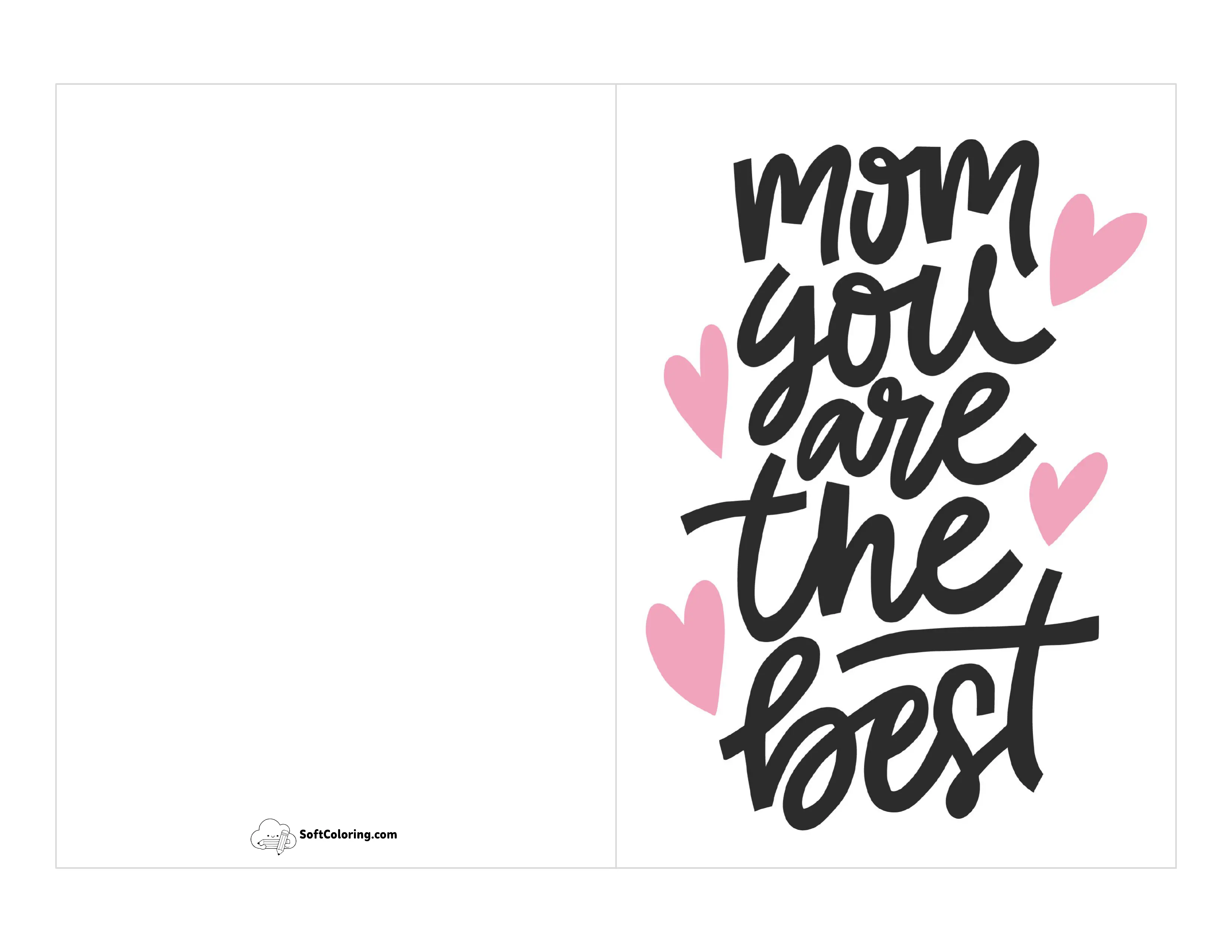 "Mom, You Are The Best!" Card To Print