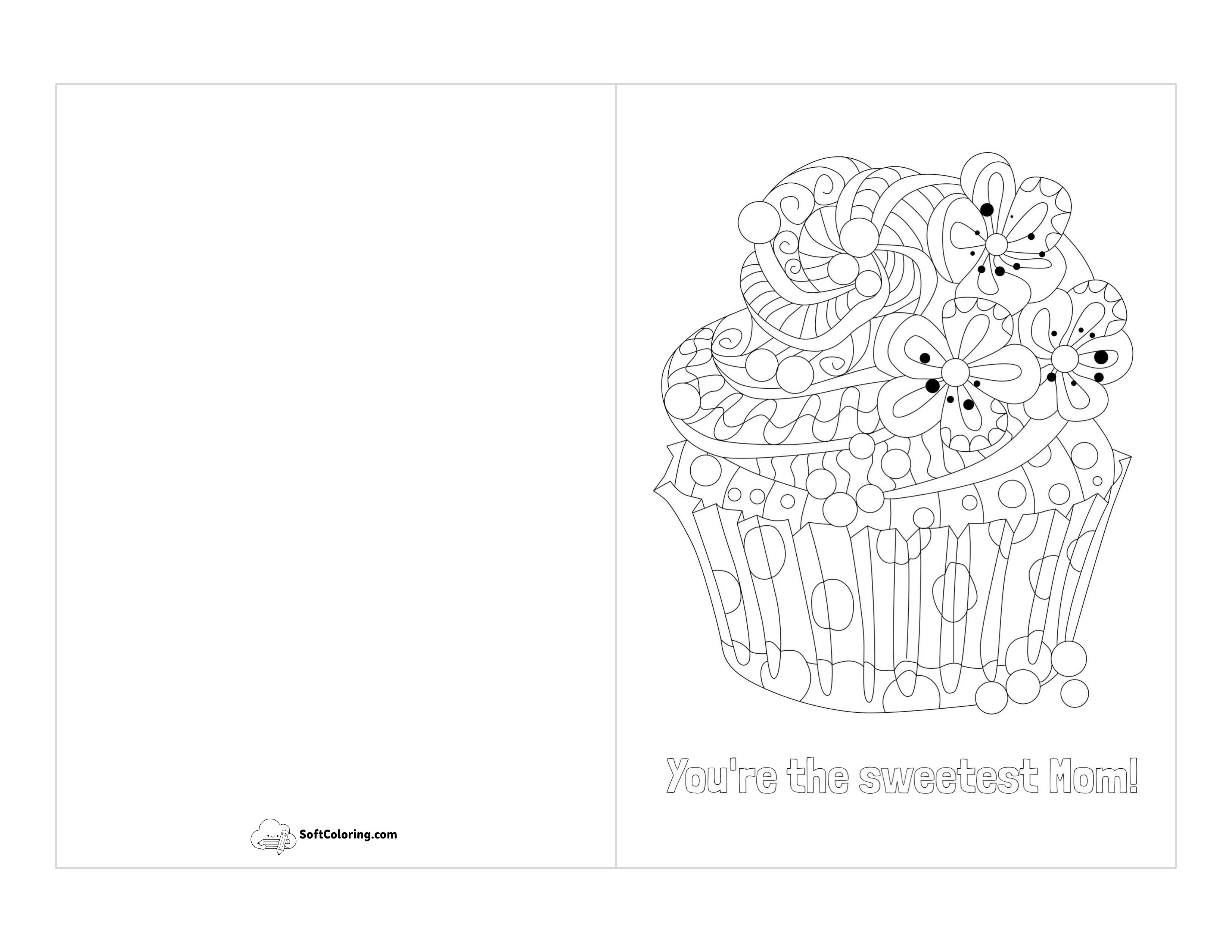 "Sweetest Mom" Card To Print & Color
