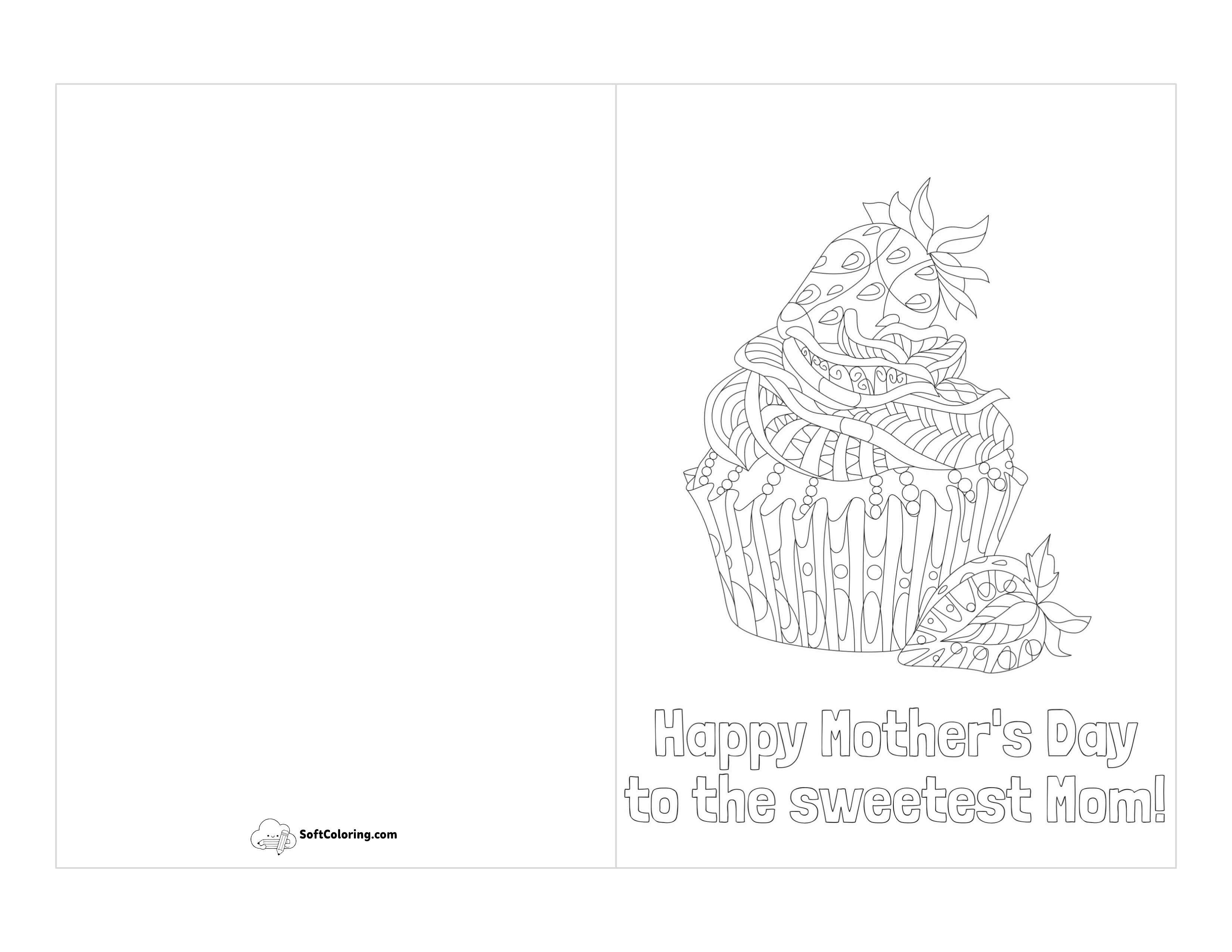 "Sweetest Mom" Coloring Card For Mom