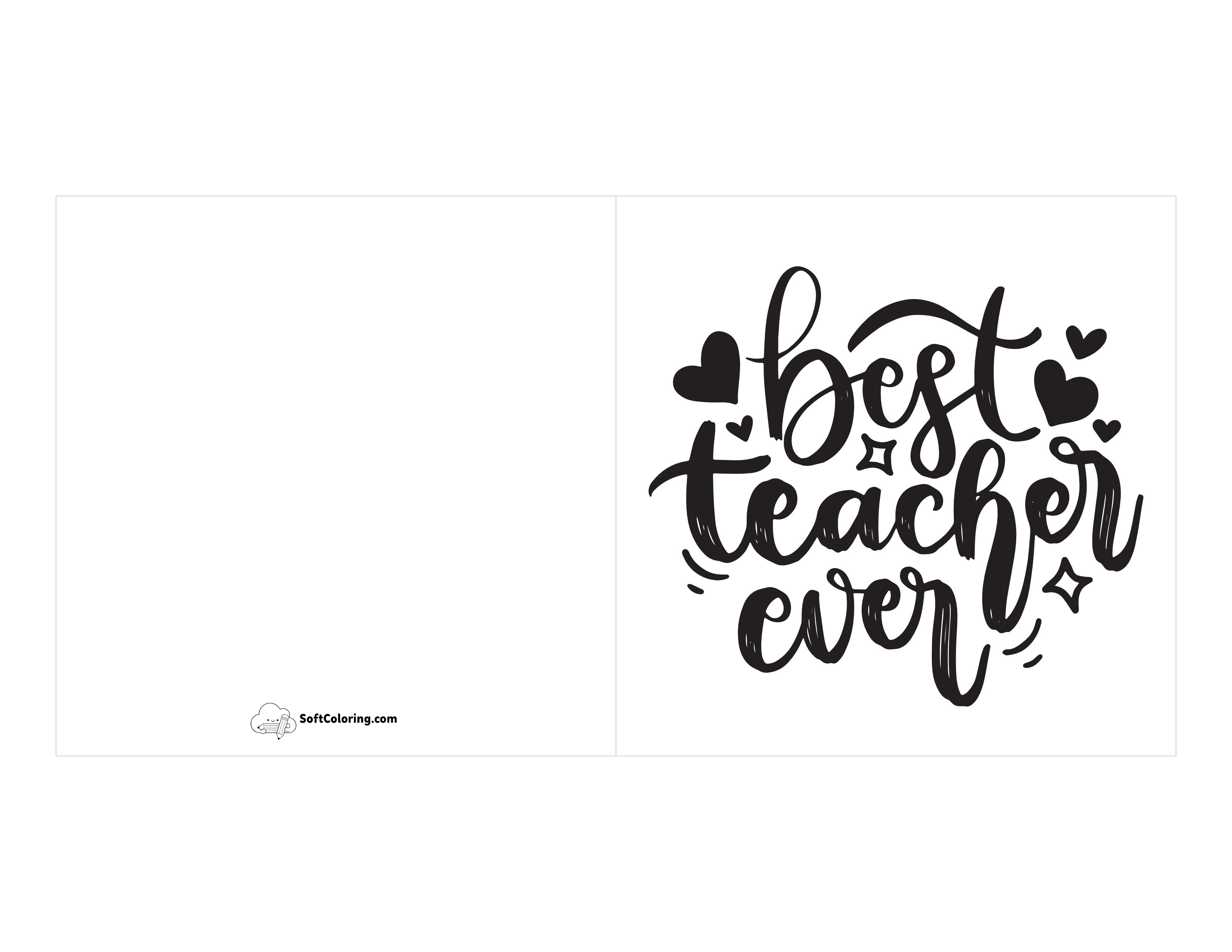 "Best Teacher Ever" Free Printable Teacher Card