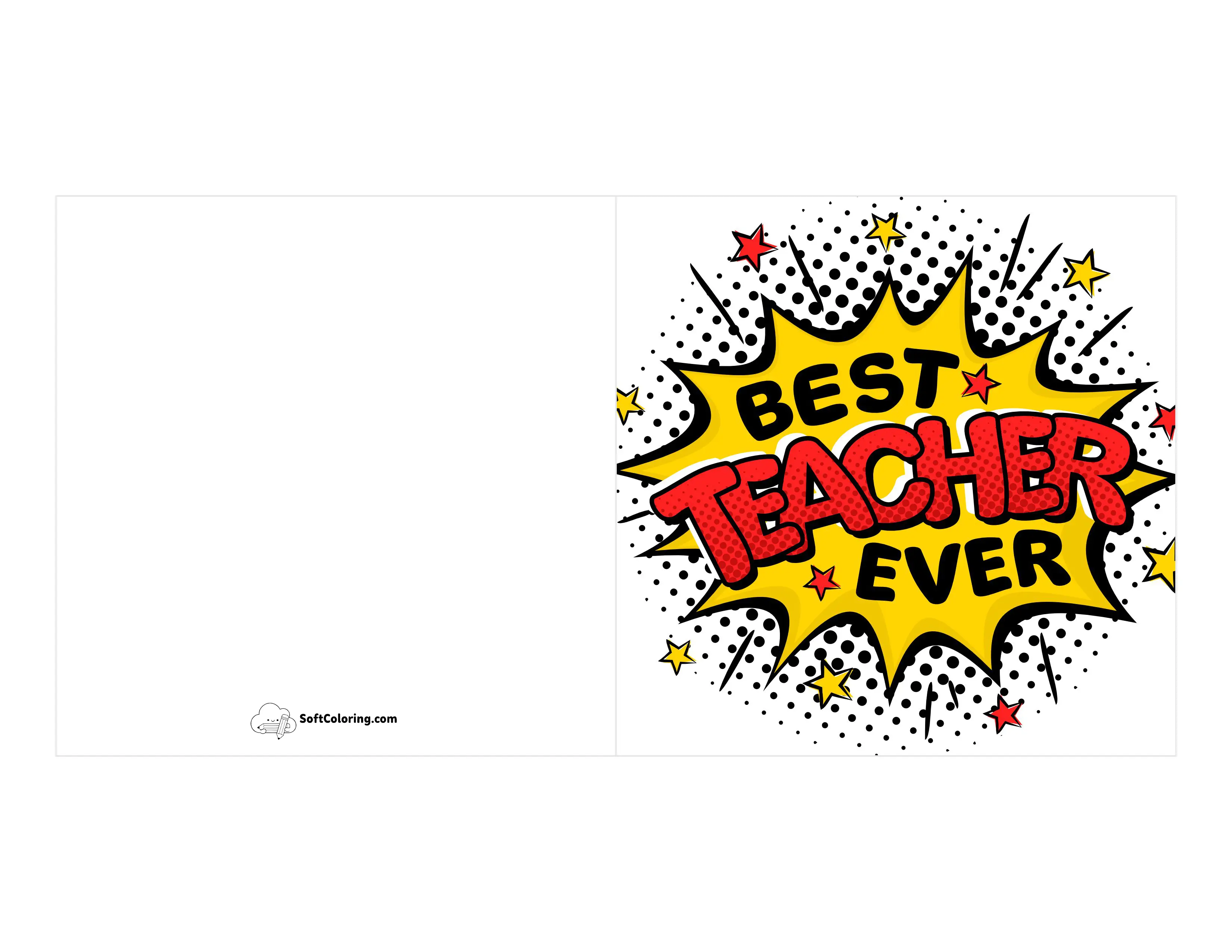 "Best Teacher Ever" Comic-Style Card For Teacher