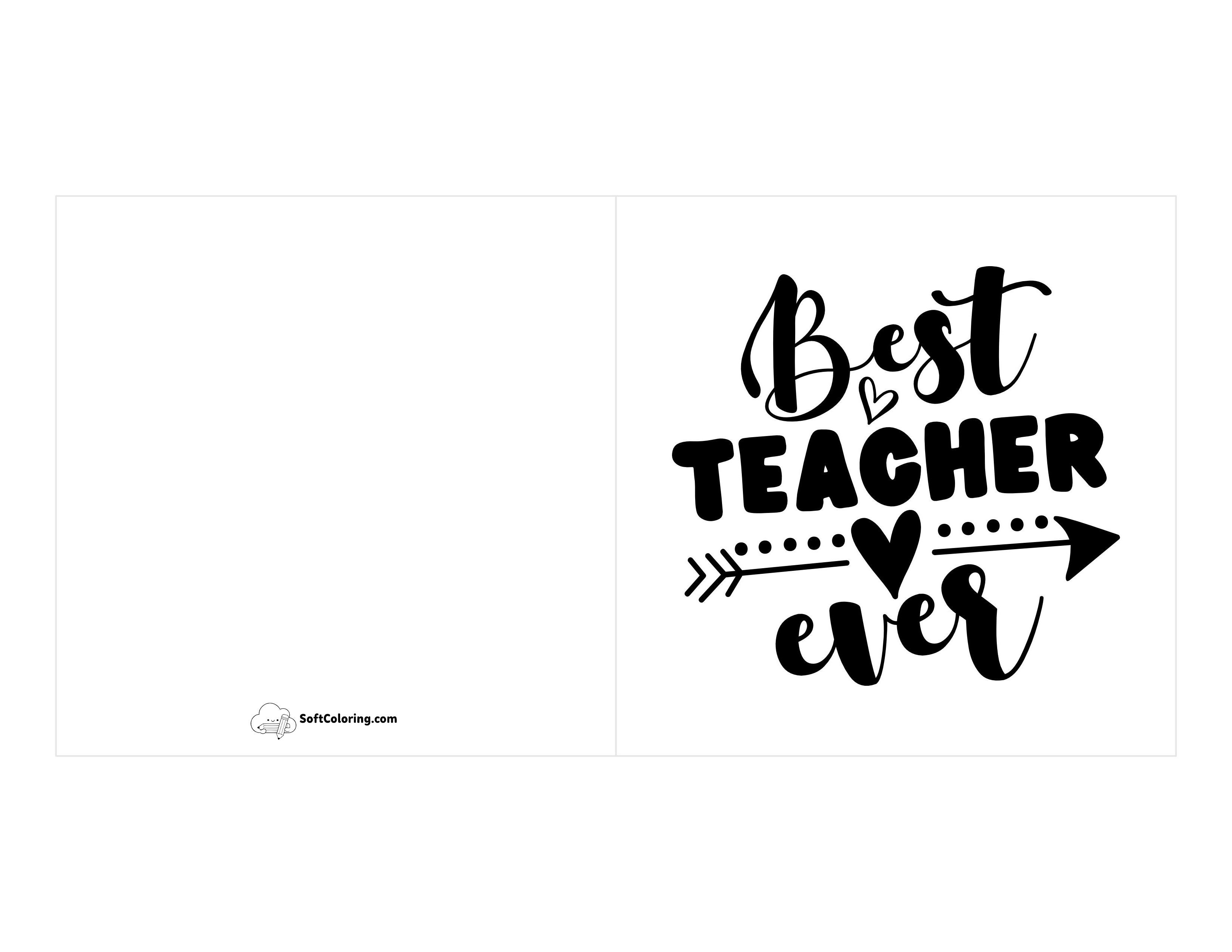 "Best Teacher Ever" Printable Thank You Teacher Card