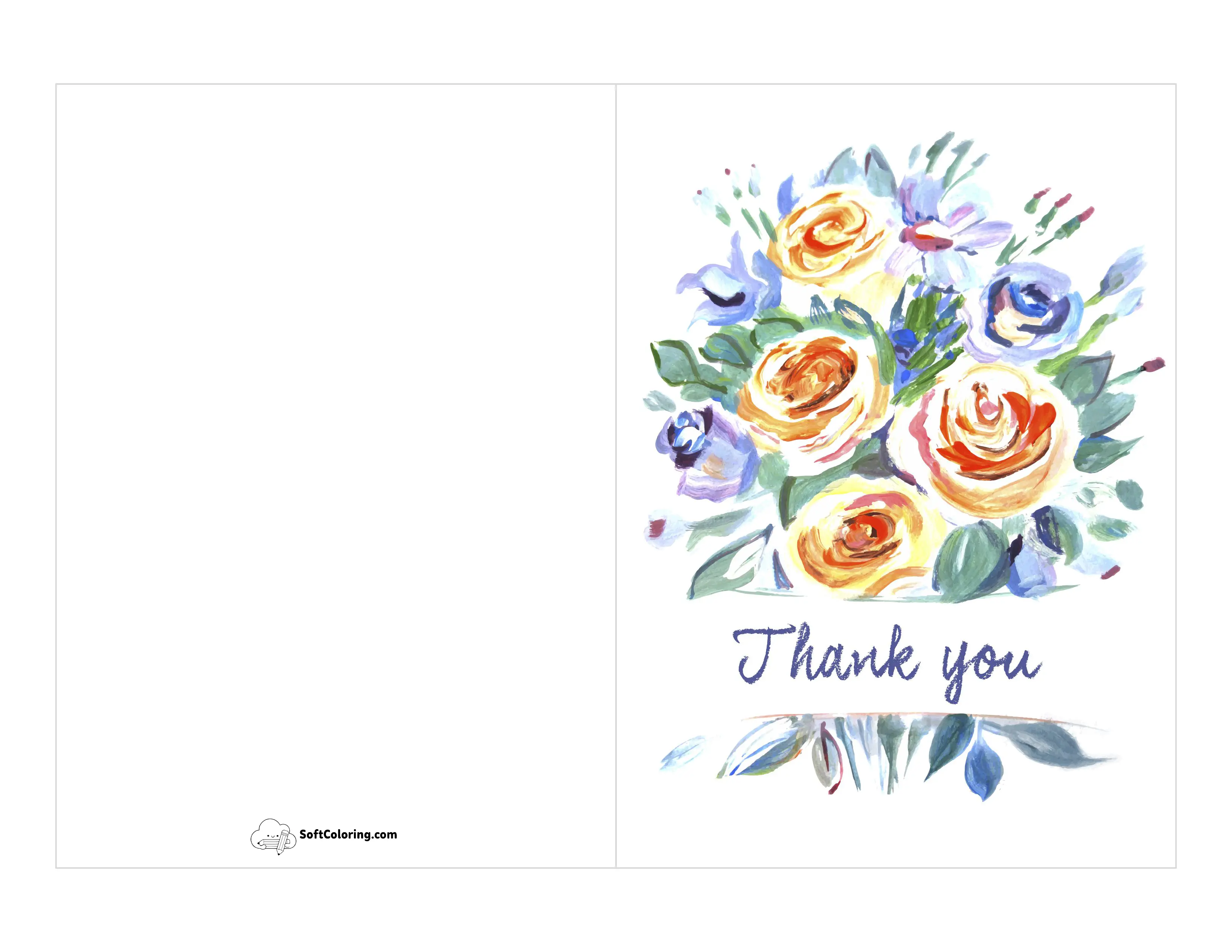 Bouquet Of Flowers Thank You Note-Card