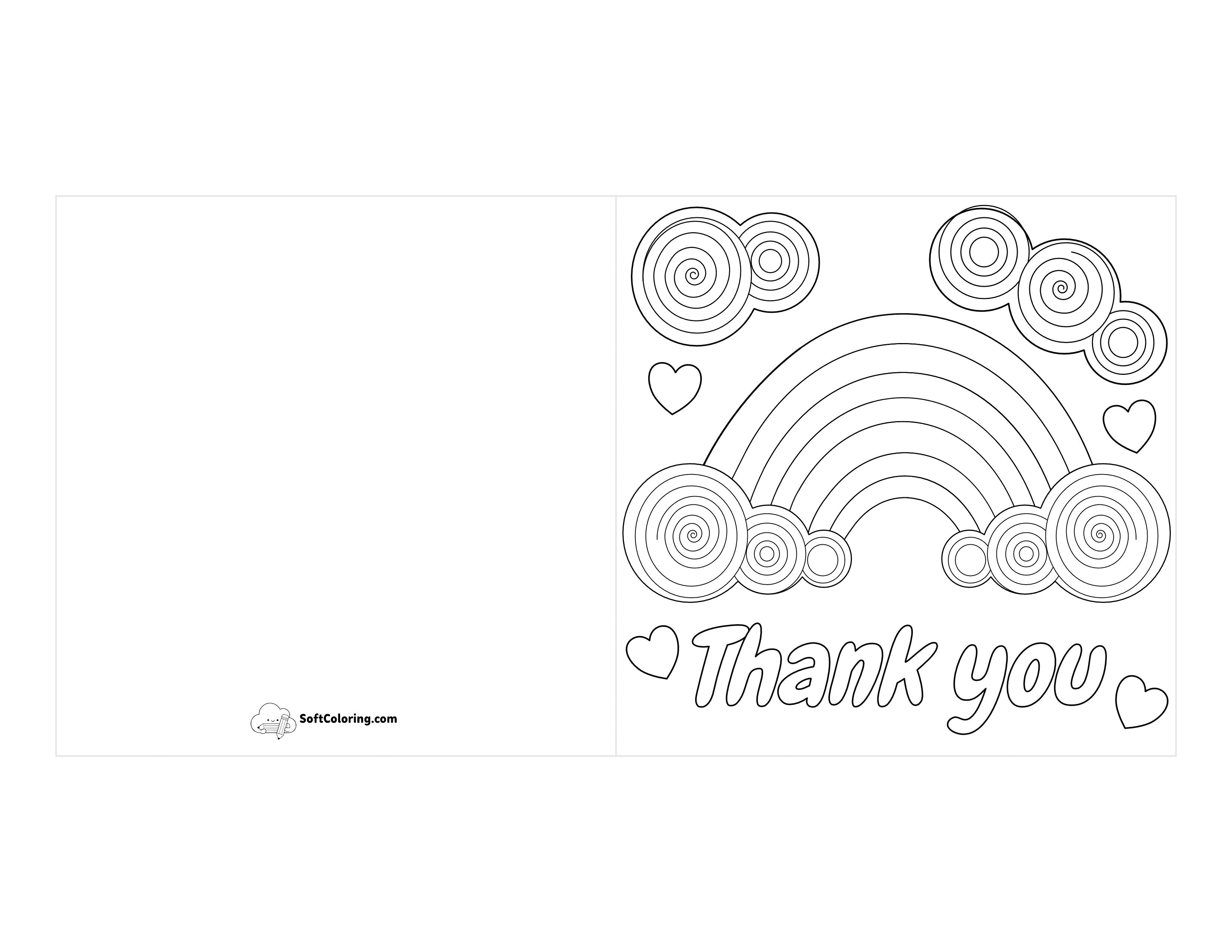 Fun Rainbow Thank You Card To Color For Kids