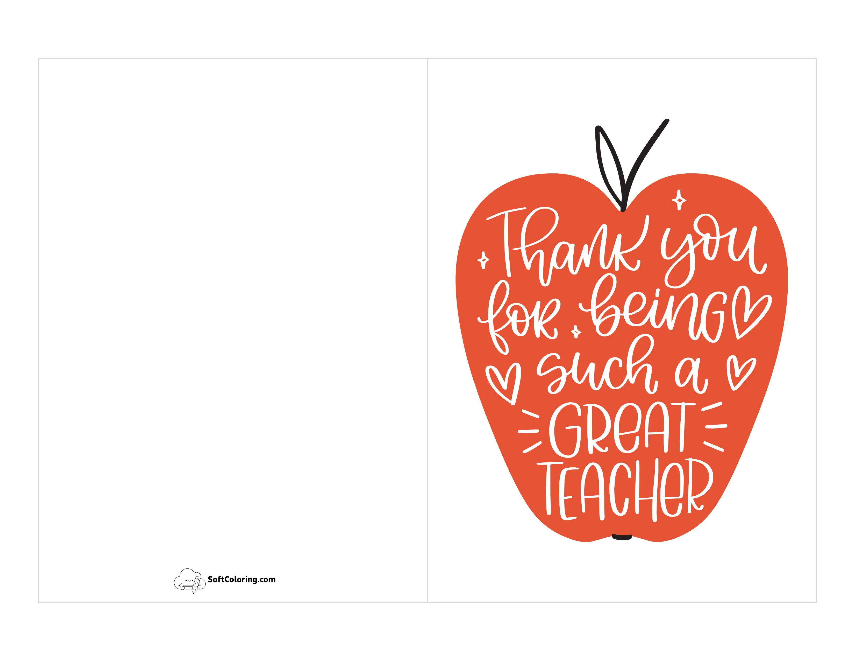 "Thank You For Being Such A Great Teacher" Appreciation Card