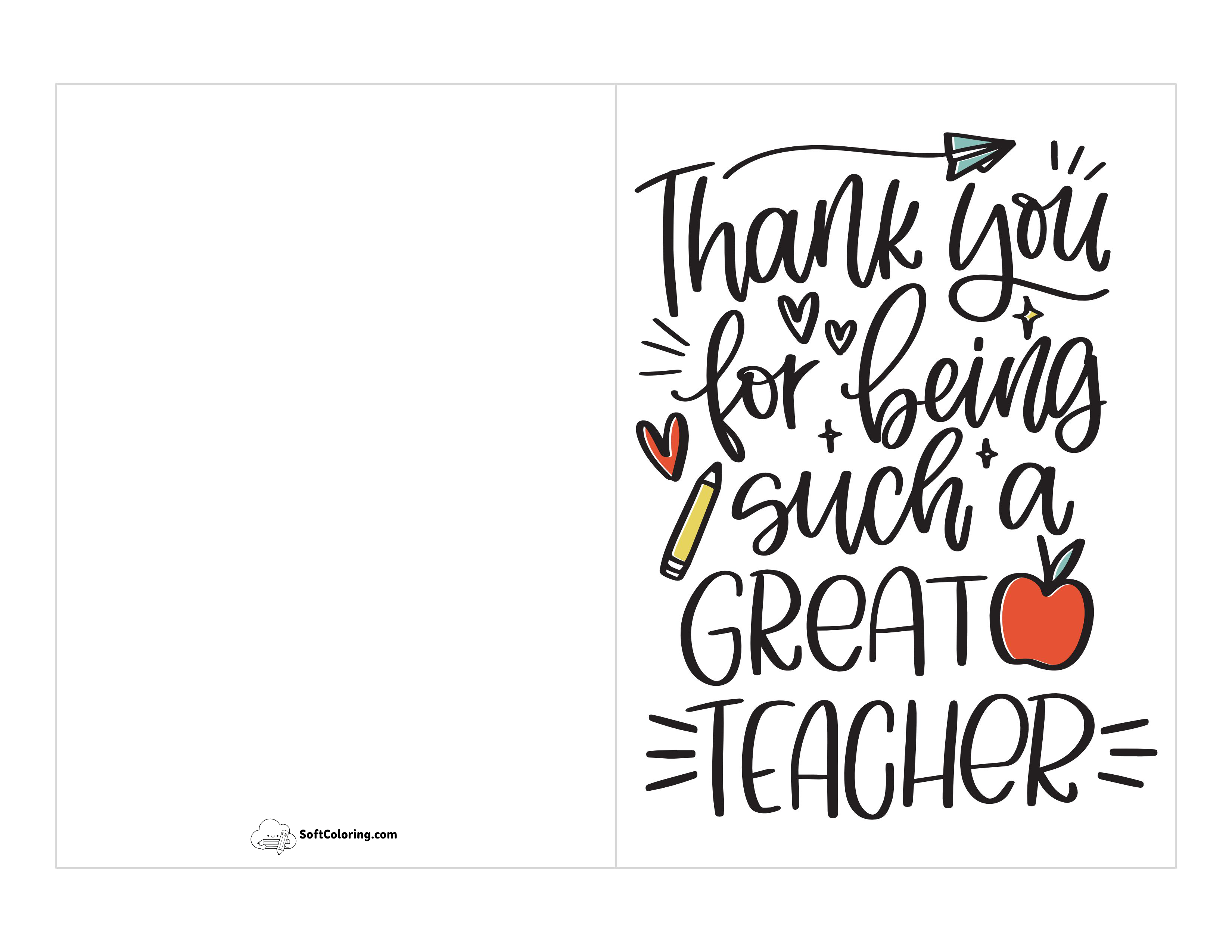 "Thank You For Being Such A Great Teacher" Card Template