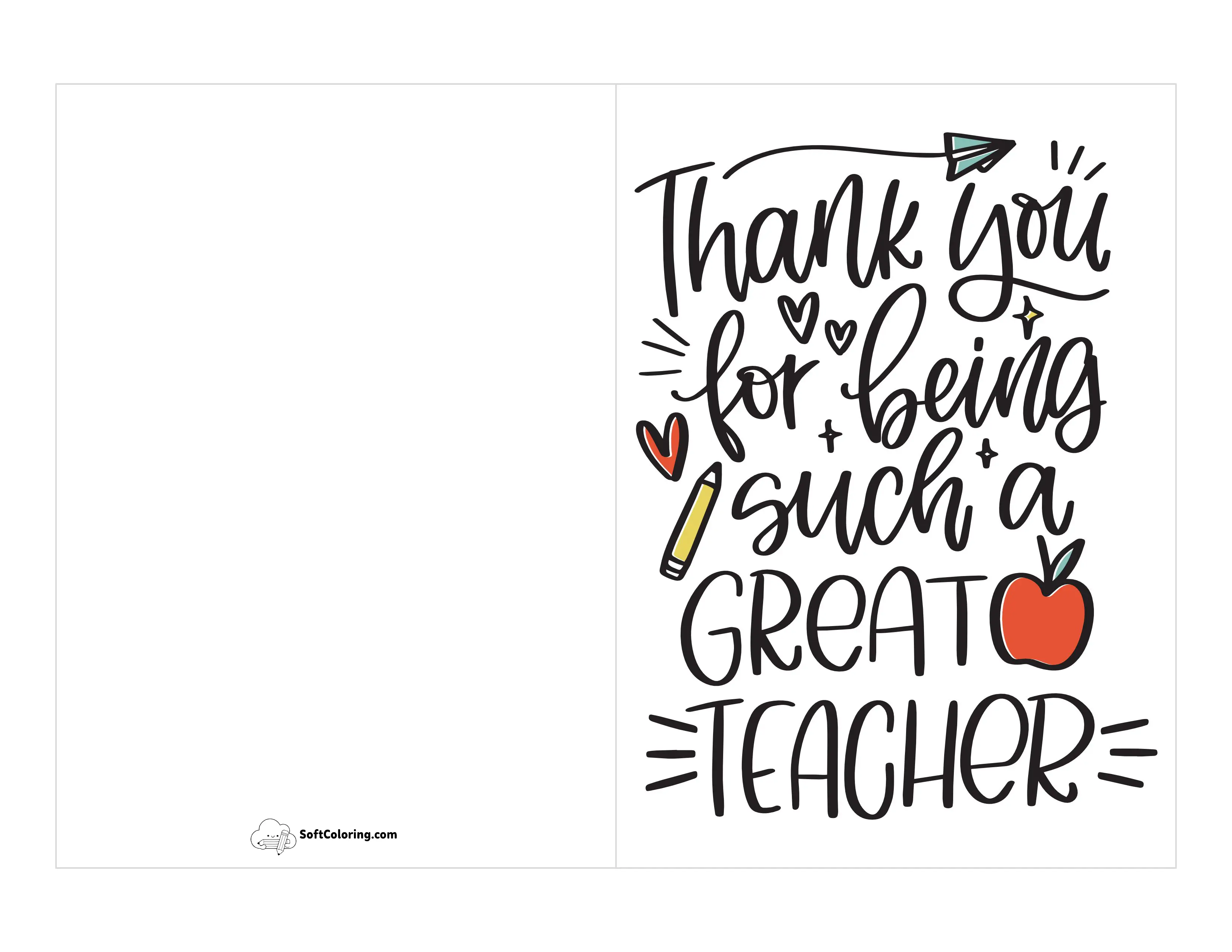 "Thank You For Being Such A Great Teacher" Card Template