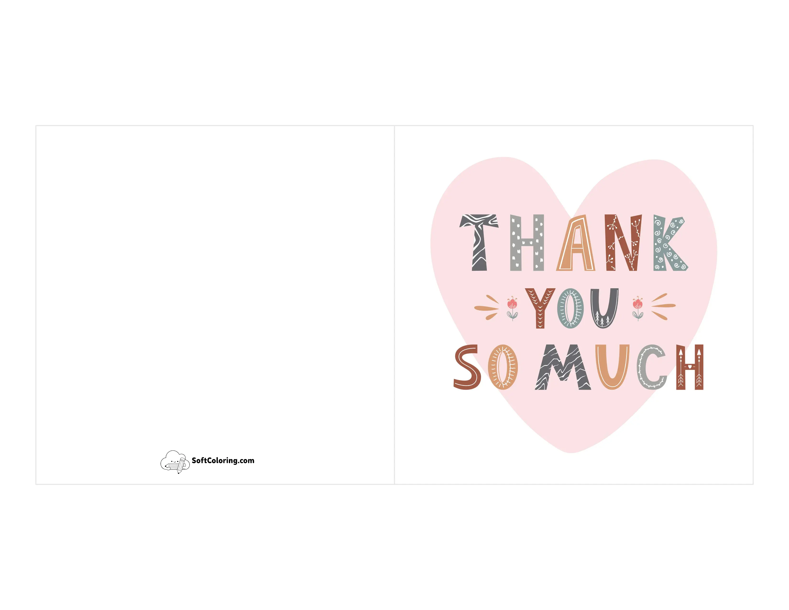 "Thank You So Much" Pink Heart Note Card
