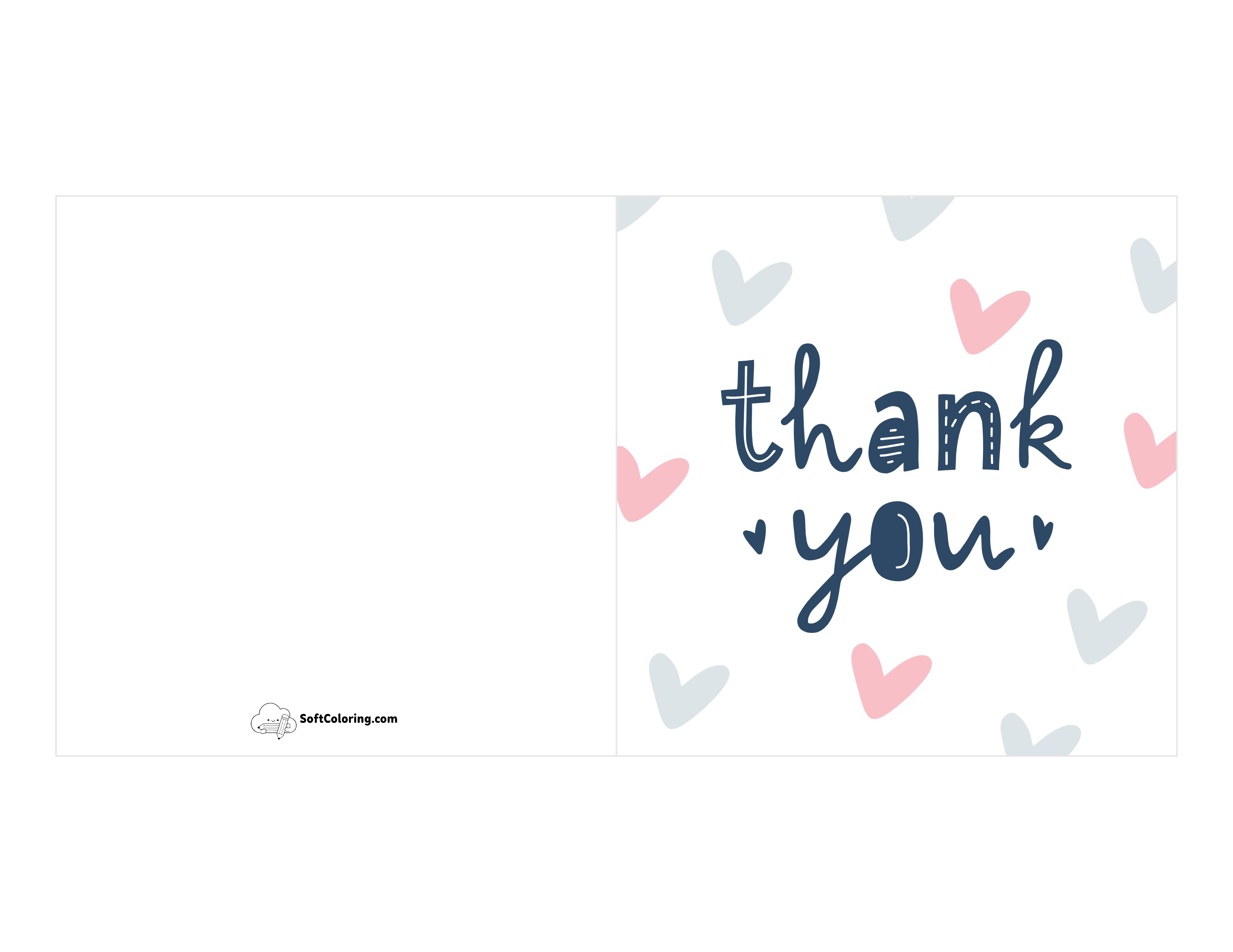 Thank You Card With Pastel Hearts