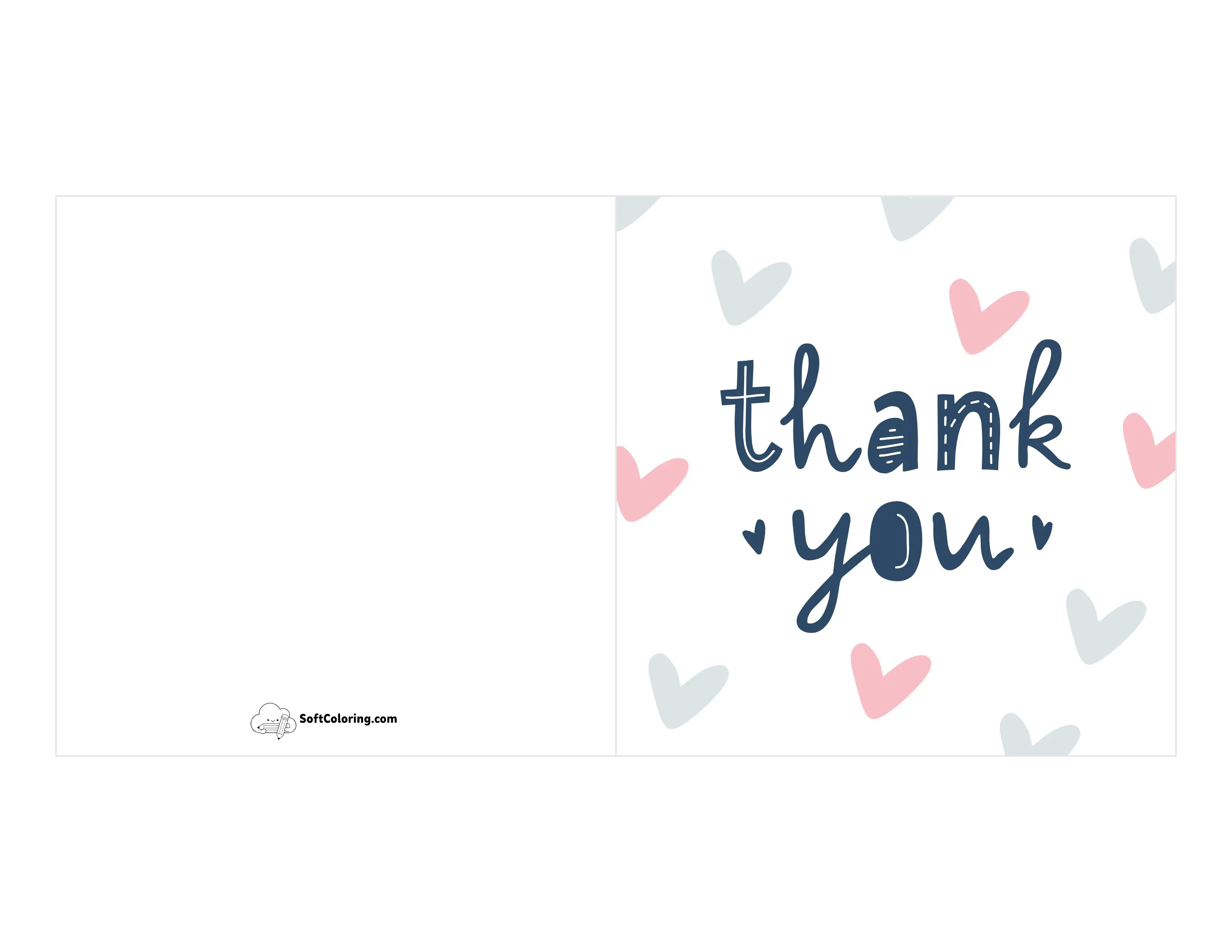 Thank You Card With Pastel Hearts