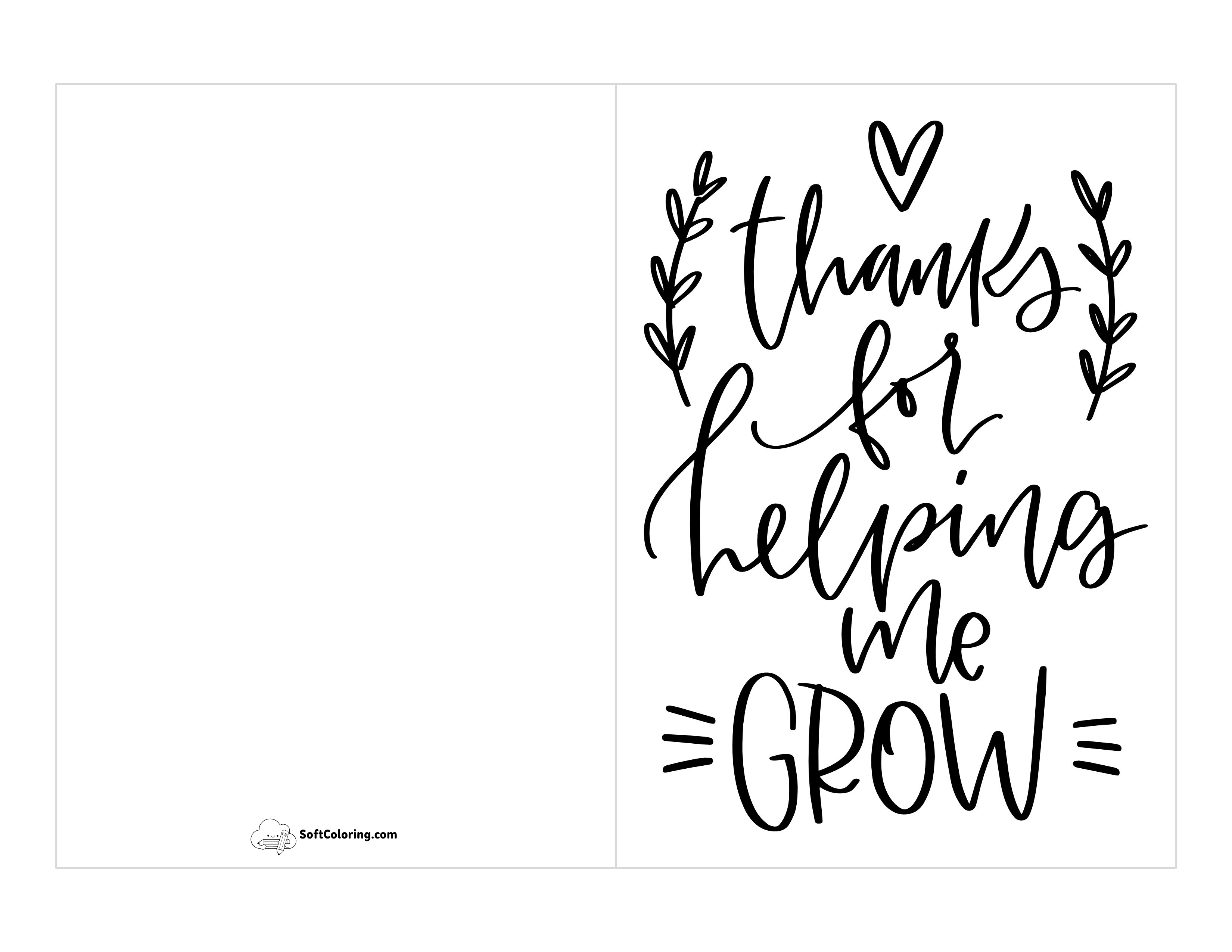"Thanks For Helping Me Grow" Free Teacher Appreciation Card