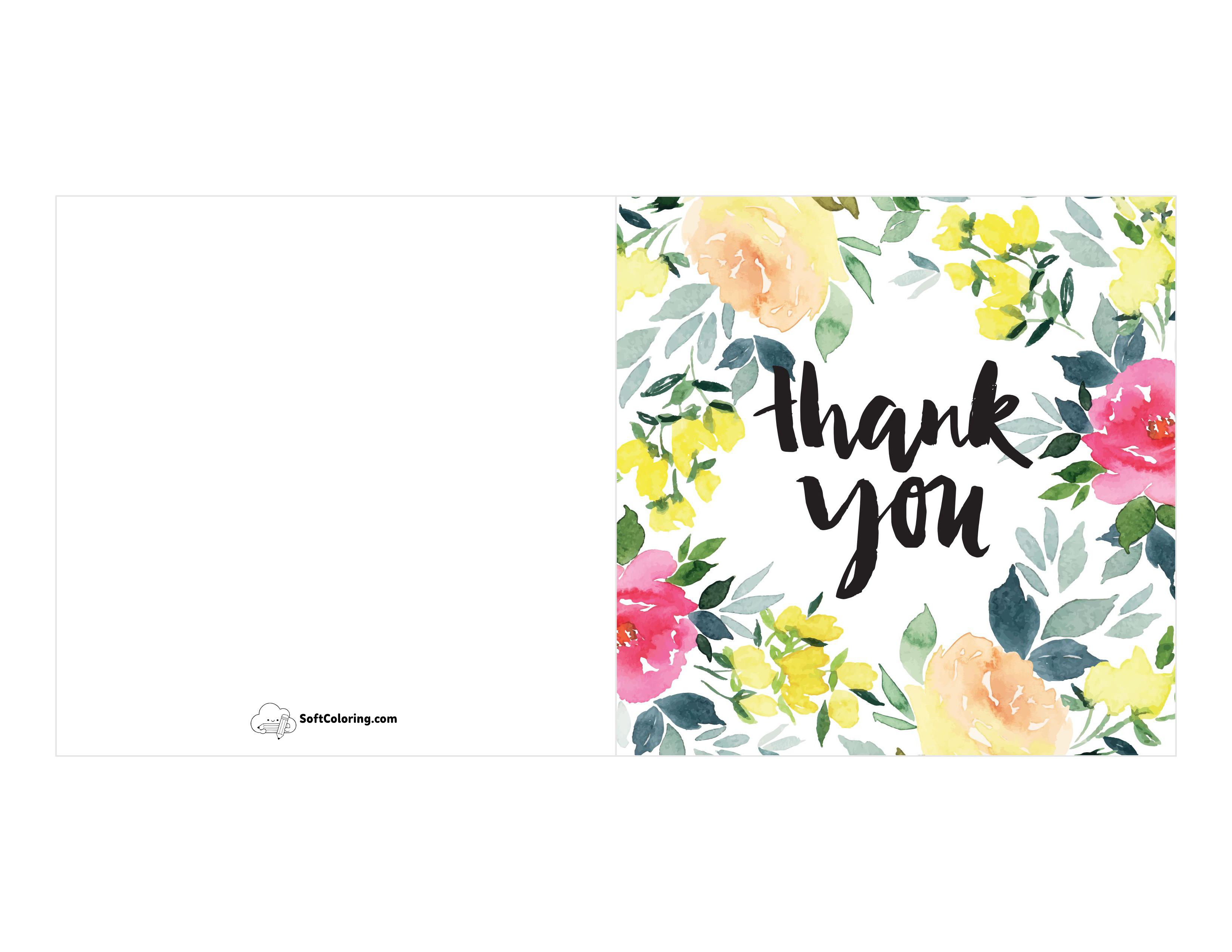 Watercolor "Thank You" Card To Print